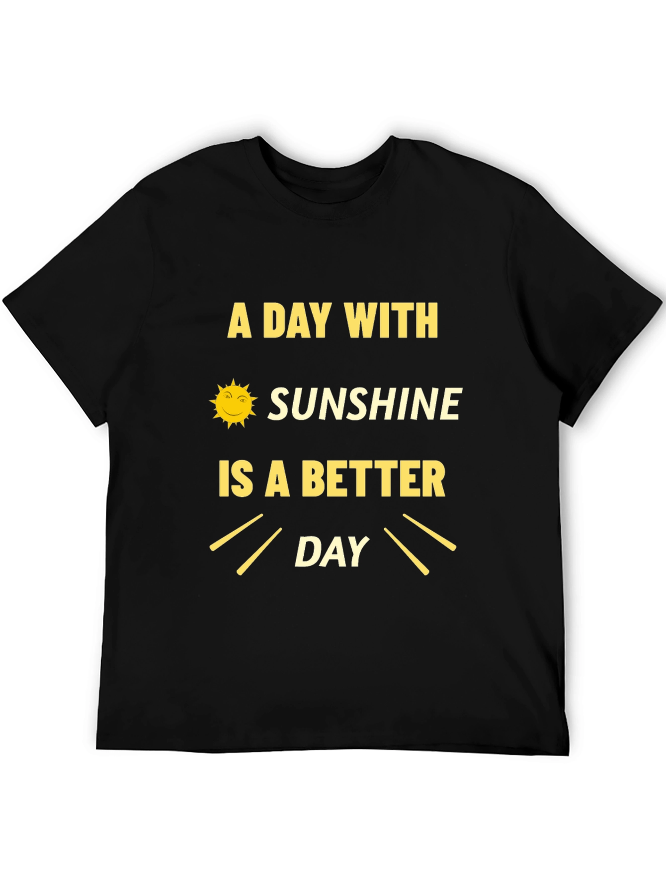 Black Sunshine Day Graphic Tee - Black Cotton T-Shirt view 5