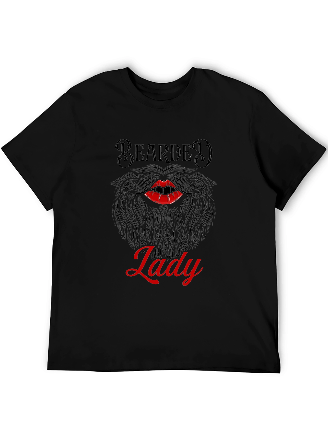 Black Bearded Lady Graphic Tee - Unisex Novelty Shirt view 5