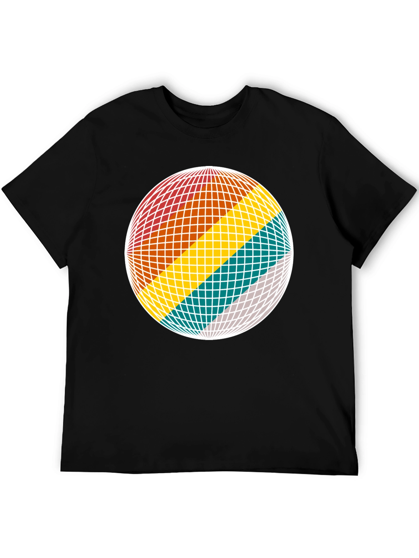 Black Retro Sphere Graphic Tee - Black Cotton Blend view 5