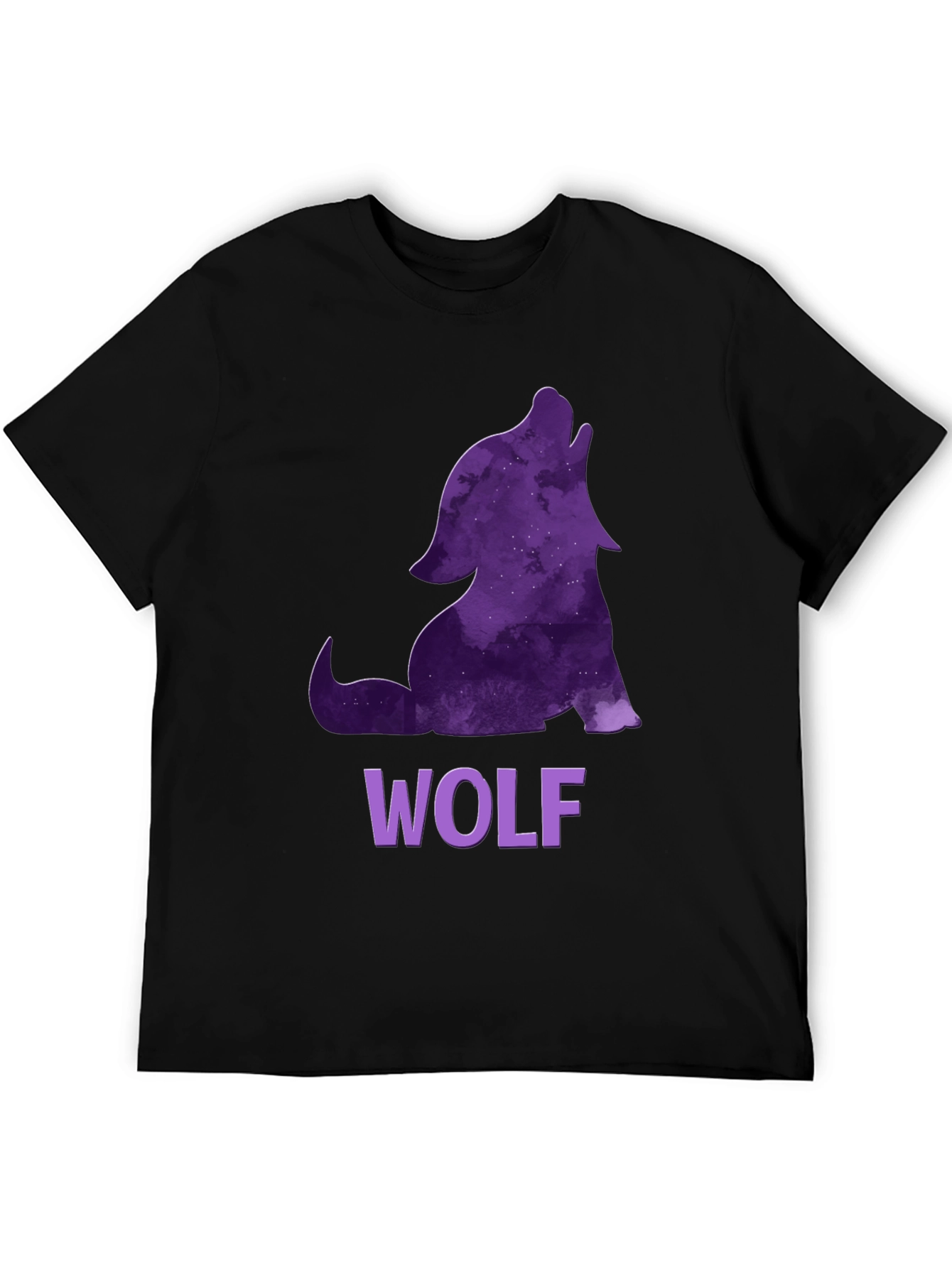 Black Wolf Galaxy T-Shirt - Men's Black Tee view 5
