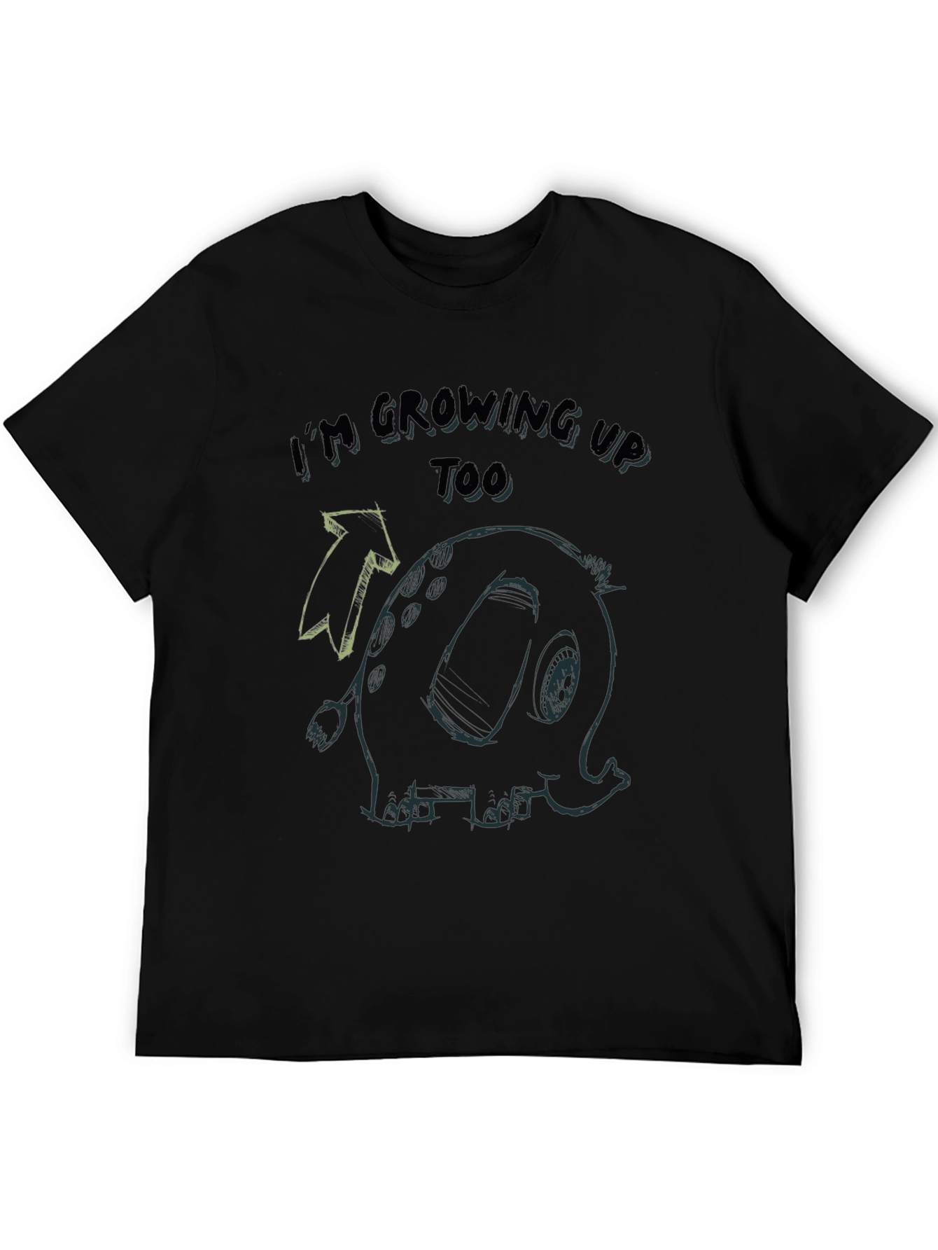 Black Growing Up Tee - Elephant Cartoon Black T-Shirt view 5