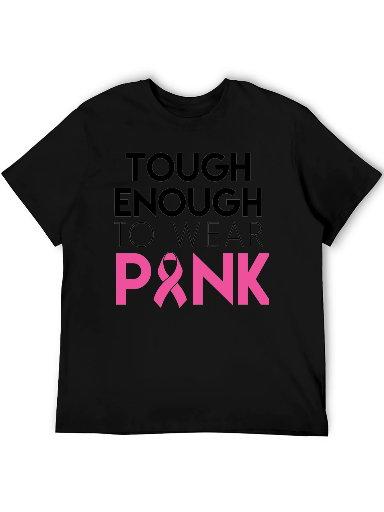 Black Tough Enough To Wear Pink Ribbon T-Shirt view 5