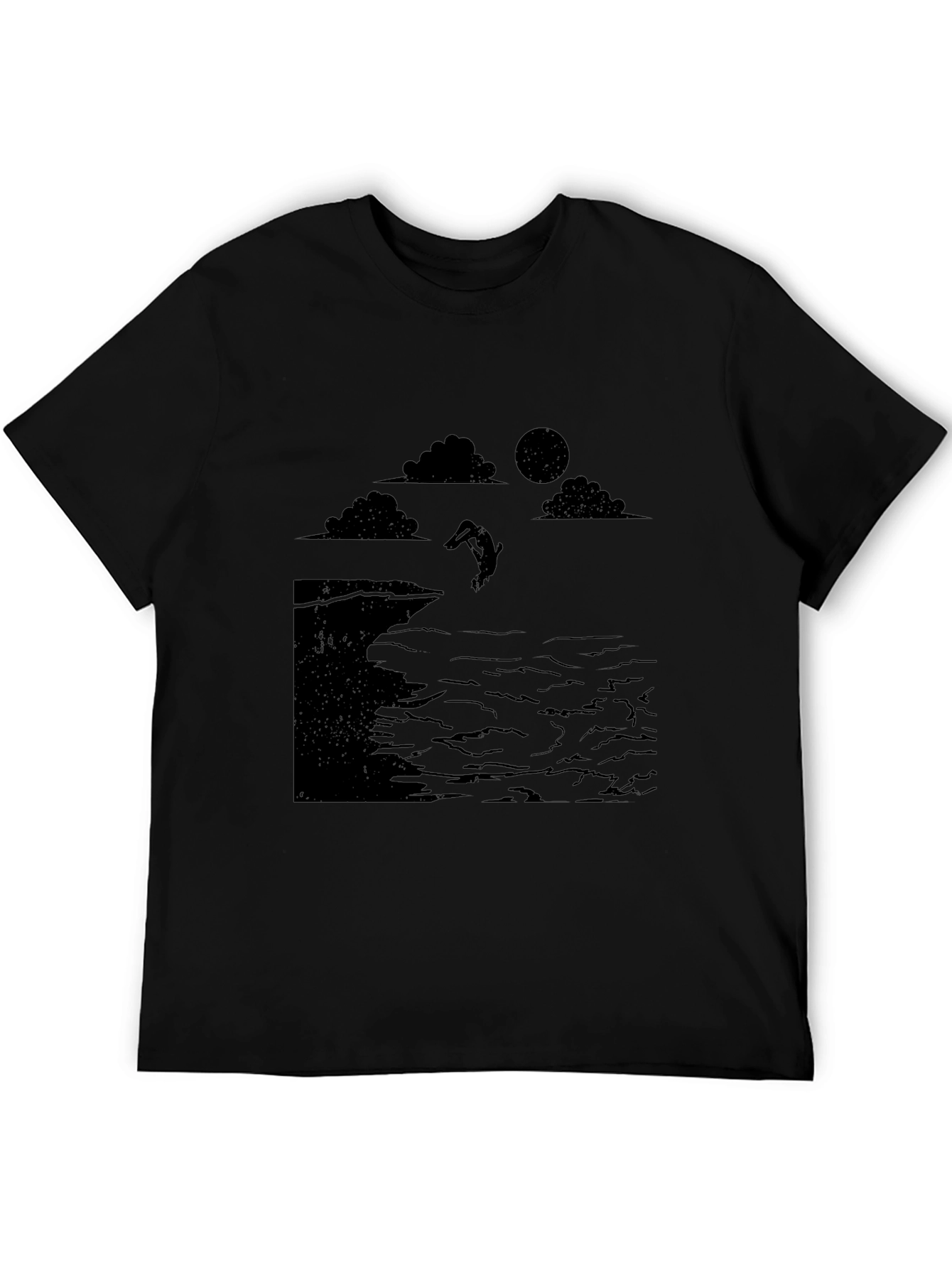 Black Black Cliff Diver Graphic Tee - Unique Design view 5