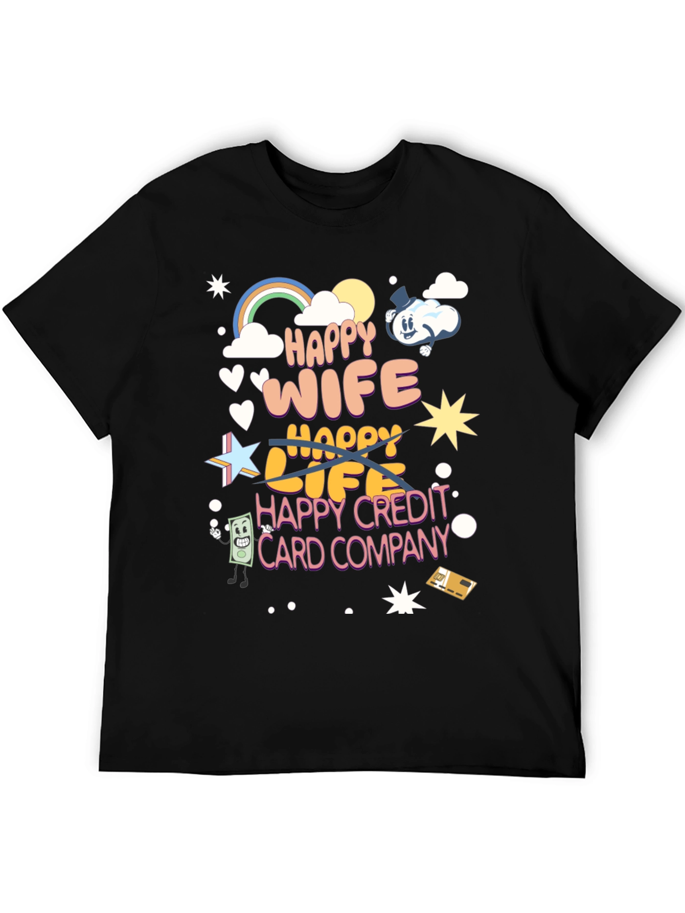 Black Happy Wife Happy Life T-Shirt view 5
