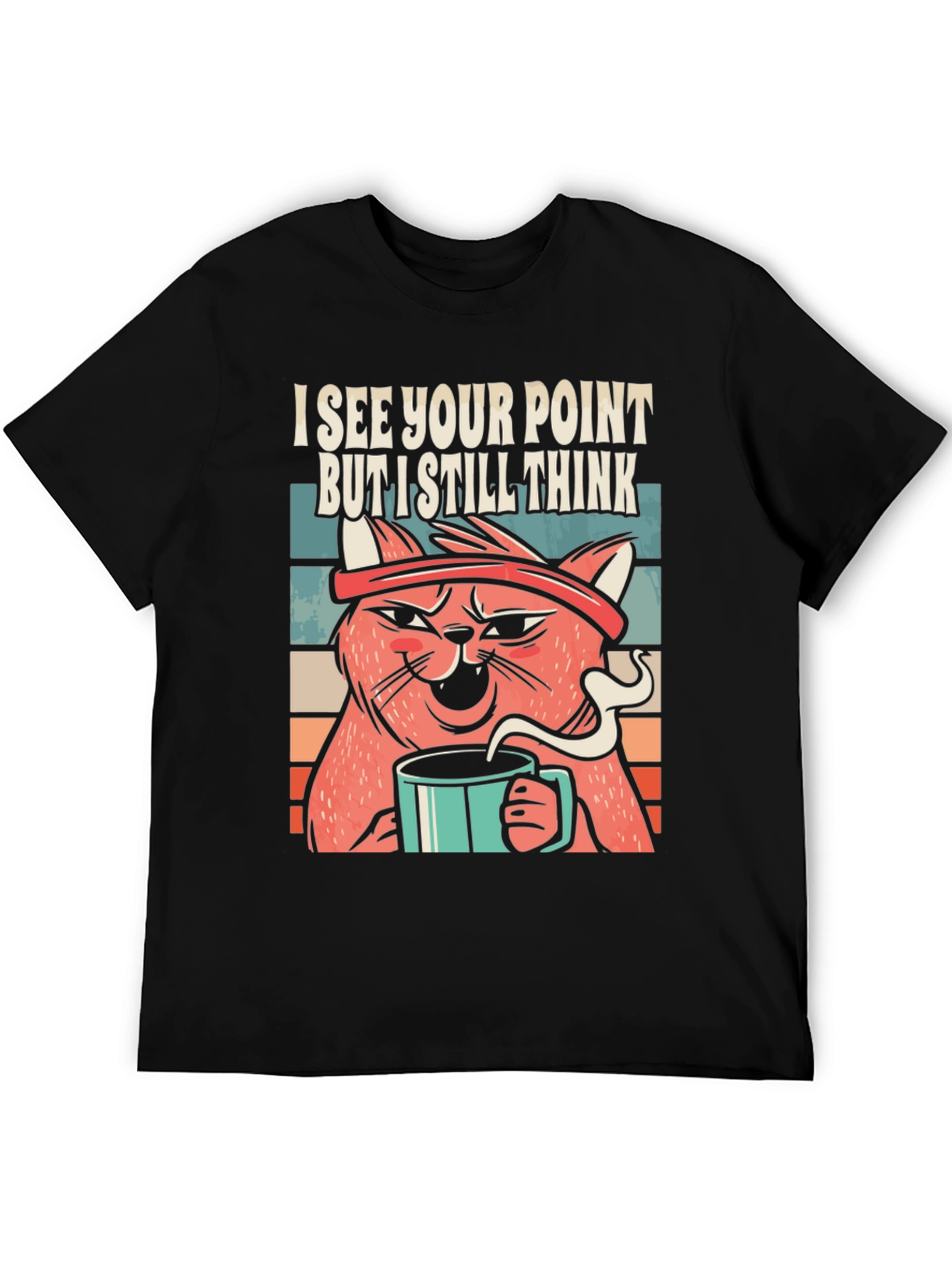 Black I See Your Point Cat T-Shirt view 5