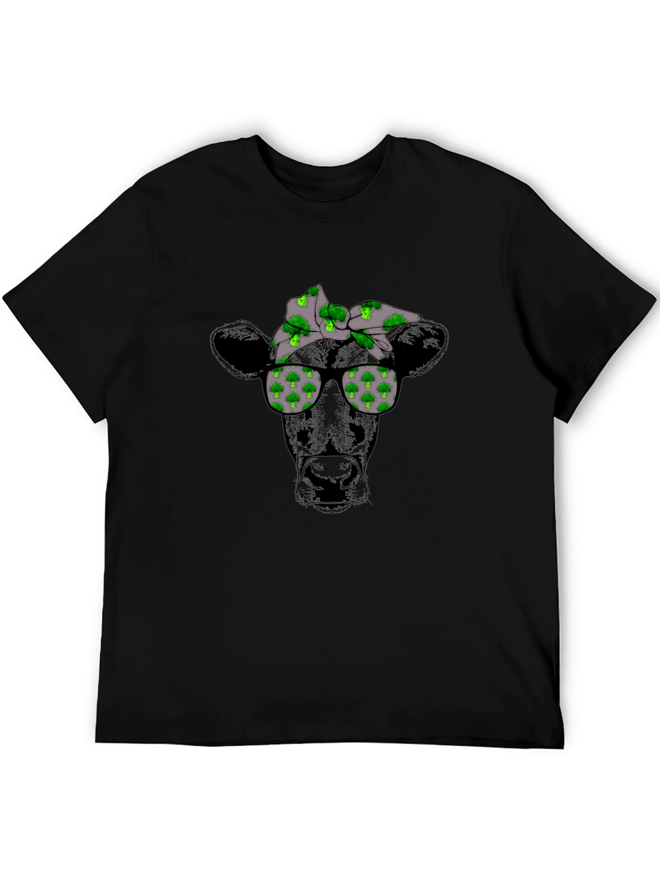 Black Cool Cow Broccoli Bandana T-Shirt view 5