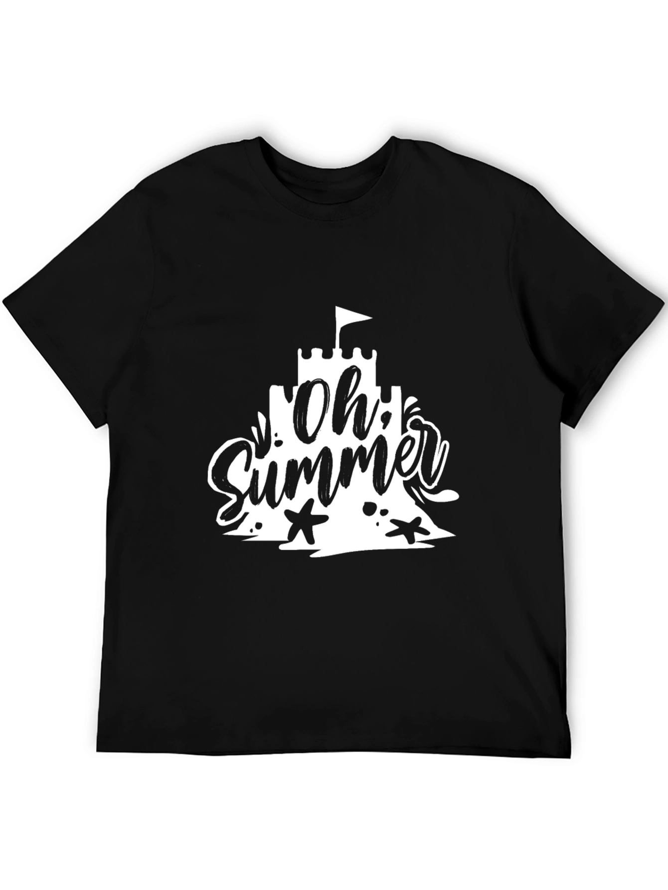 Black Oh Summer Black T-Shirt - Beach Vacation Style view 5