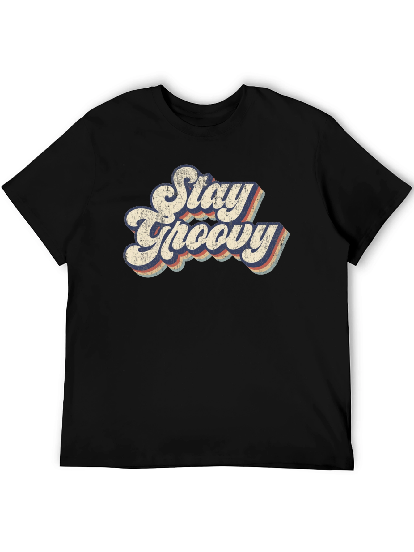 Black Stay Groovy Retro T-Shirt - Vintage Style Tee view 5