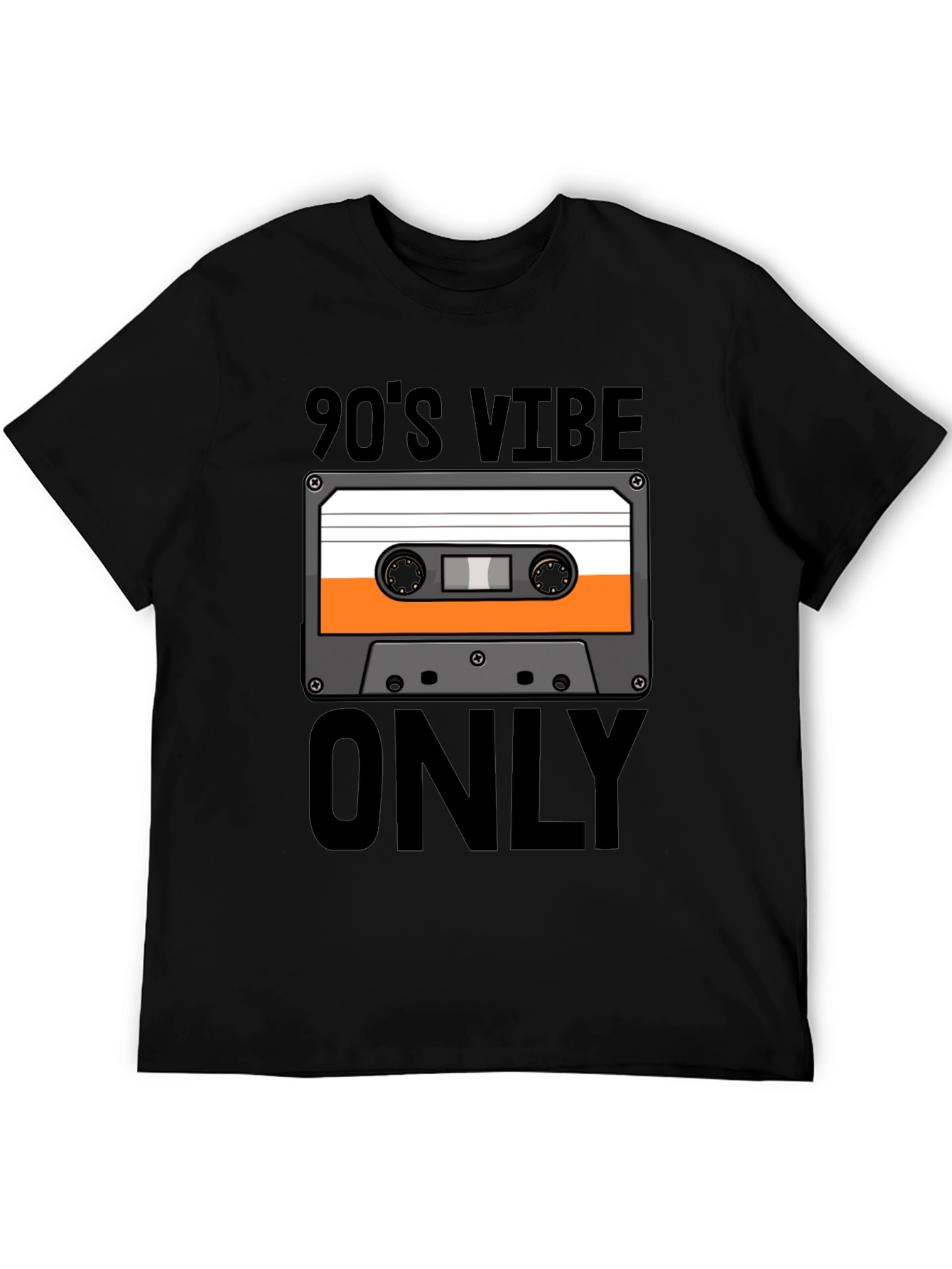 Black 90's Vibe Only Cassette Tape T-Shirt - Retro Style Tee view 5