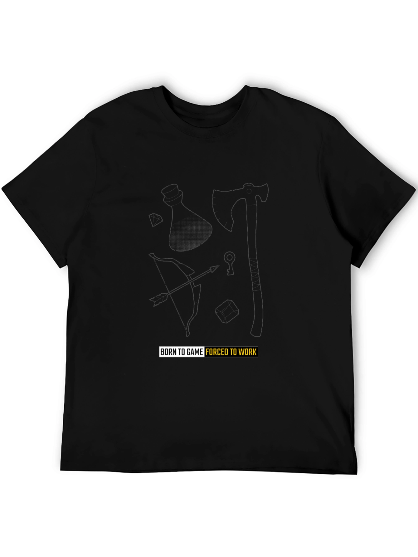 Black Born to Game T-Shirt view 5