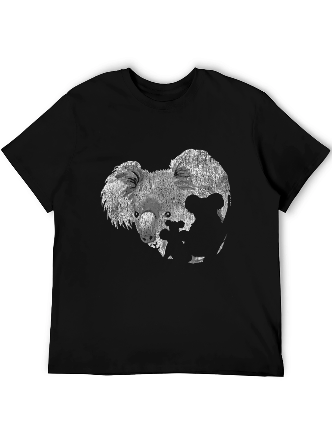 Black Koala Family Graphic Tee - Black Cotton T-Shirt view 5