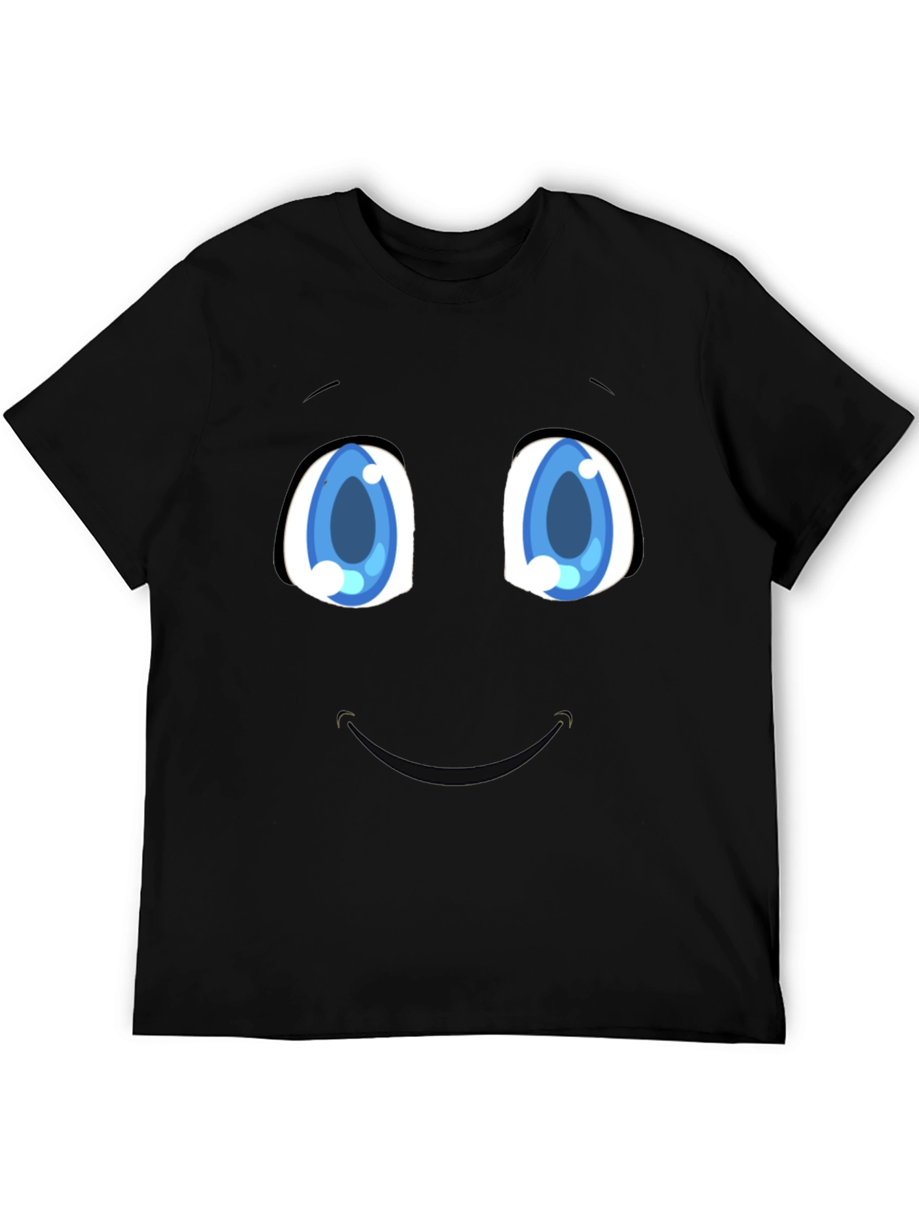 Black Funny Cartoon Face Black T-Shirt view 5