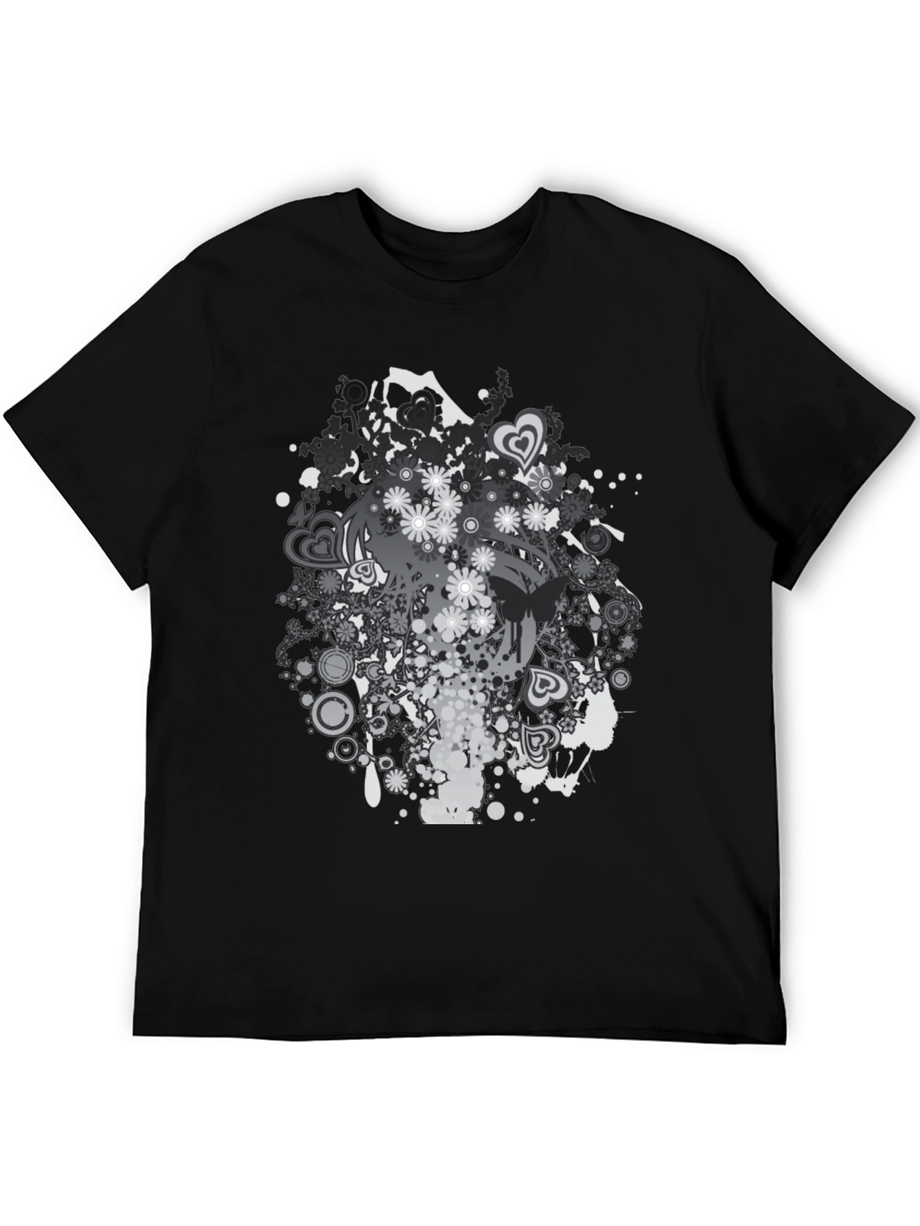 Black Floral Graphic Print Black T-Shirt view 5