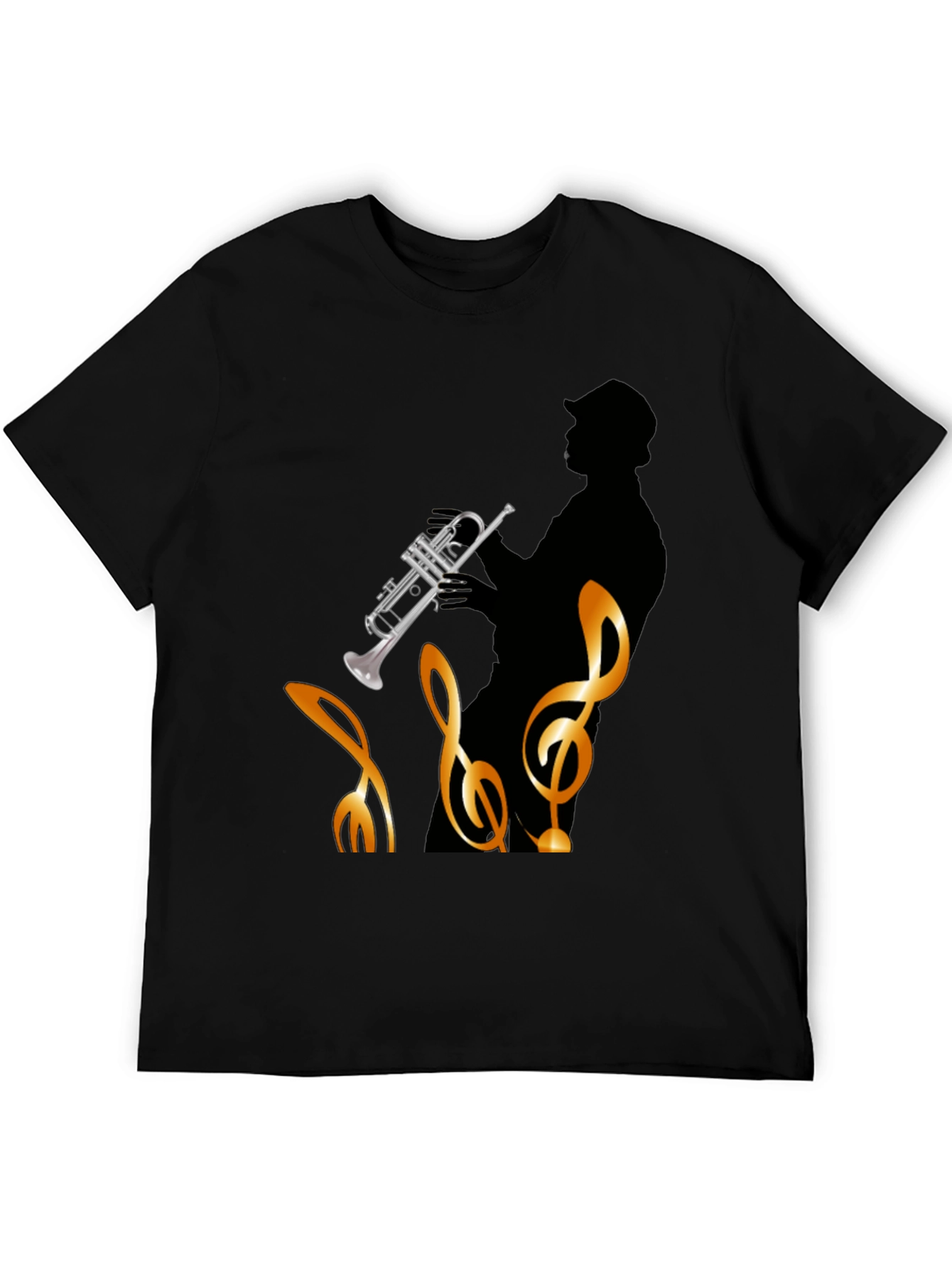 Black Jazz Musician Graphic T-Shirt - Black Cotton Tee view 5