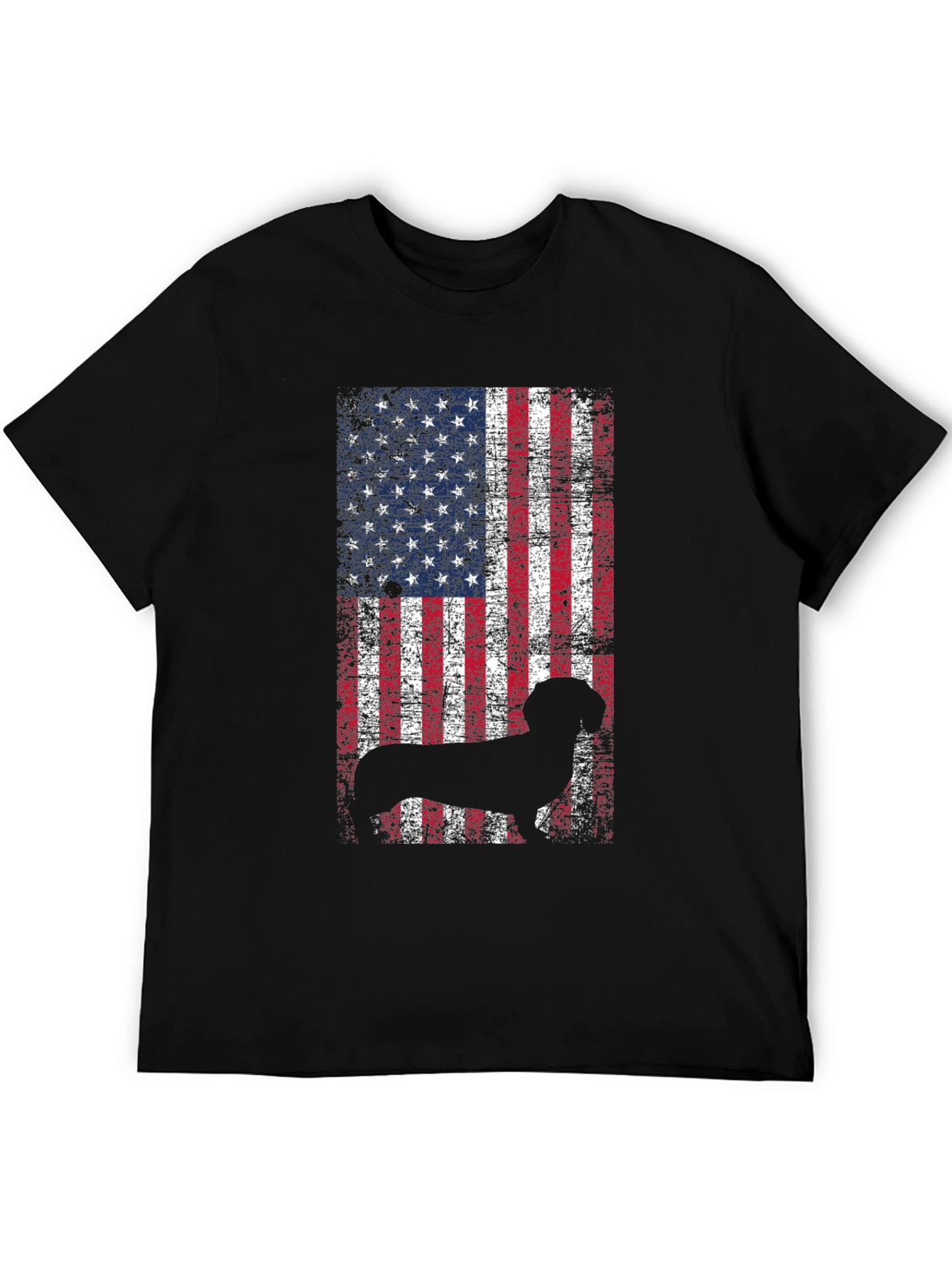 Black Patriotic Dog USA Flag T-Shirt view 5