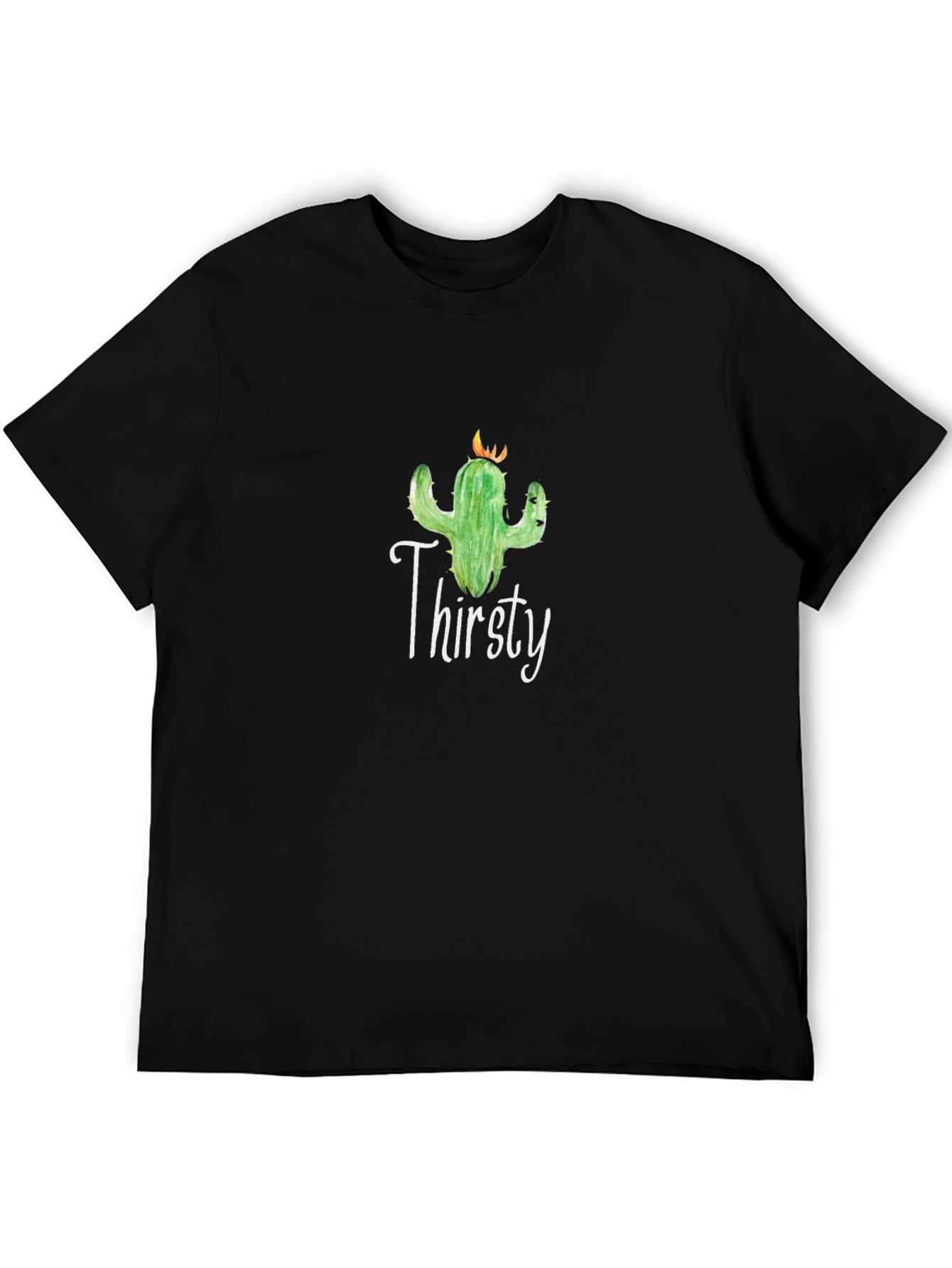 Black Thirsty Cactus Graphic Tee - Cool Black T-Shirt view 5