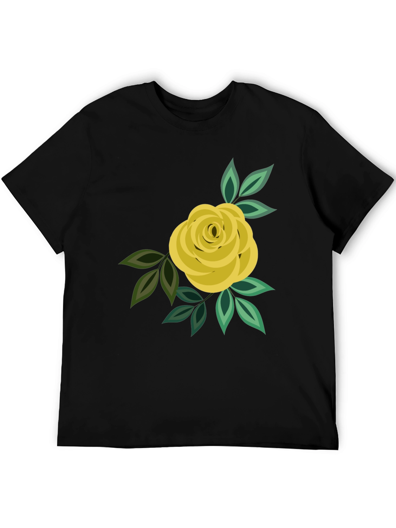 Black Floral Rose Graphic Tee - Black Cotton Casual view 5