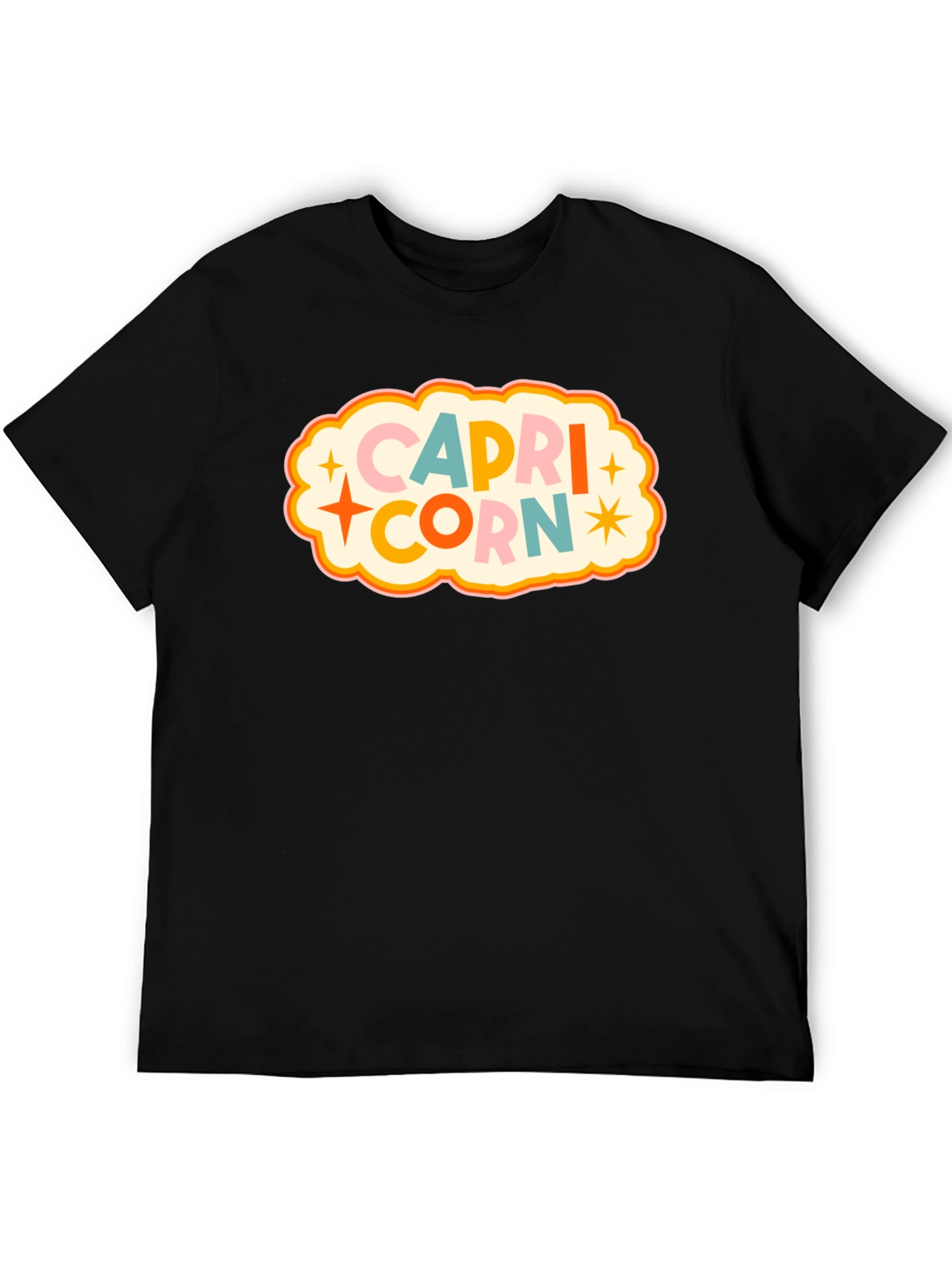 Black Capricorn Zodiac Graphic T-Shirt view 5