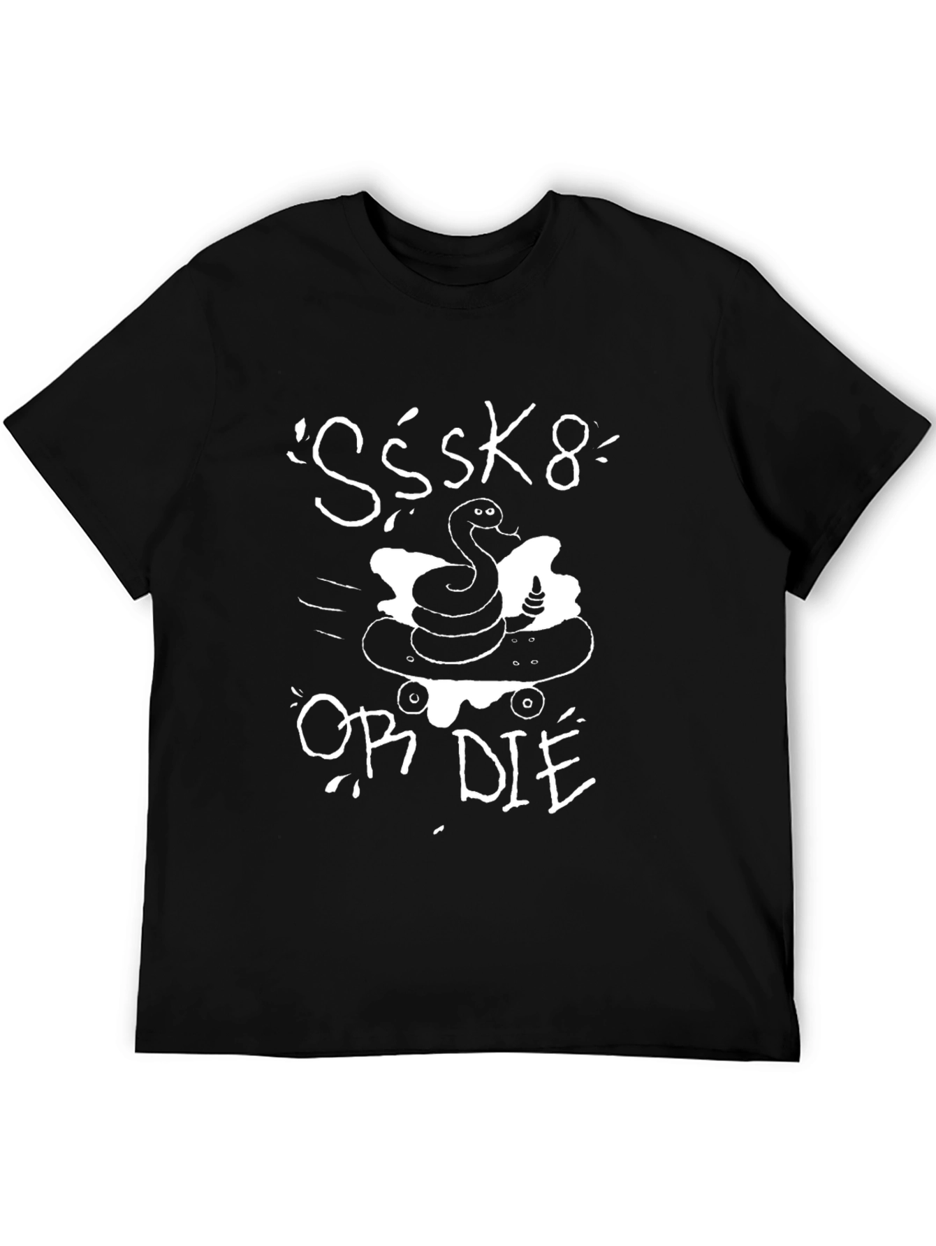 Black Sssk8 or Die Graphic Tee - Black Cotton T-Shirt view 5