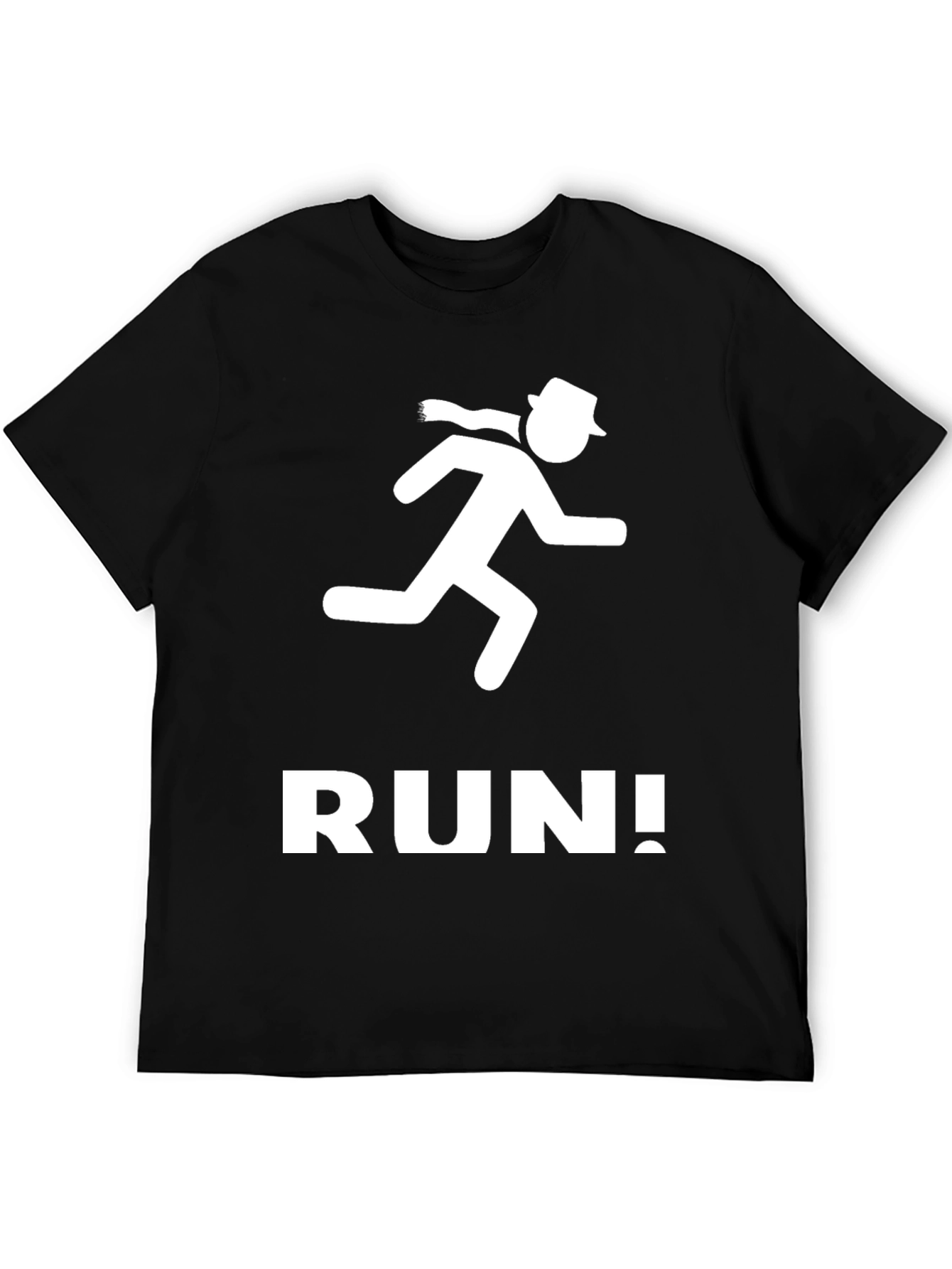 Black Run! Men's Graphic Tee - Black Cotton Crew Neck view 5