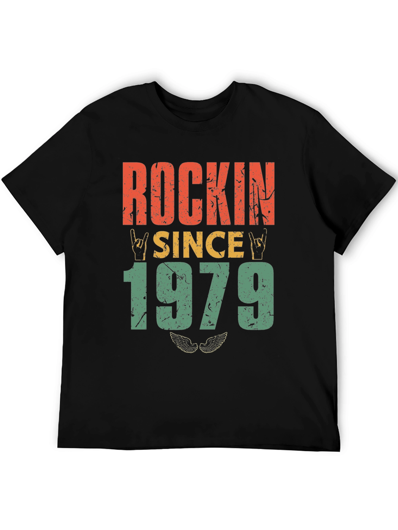 Black Rockin Since 1979 Retro T-Shirt view 5