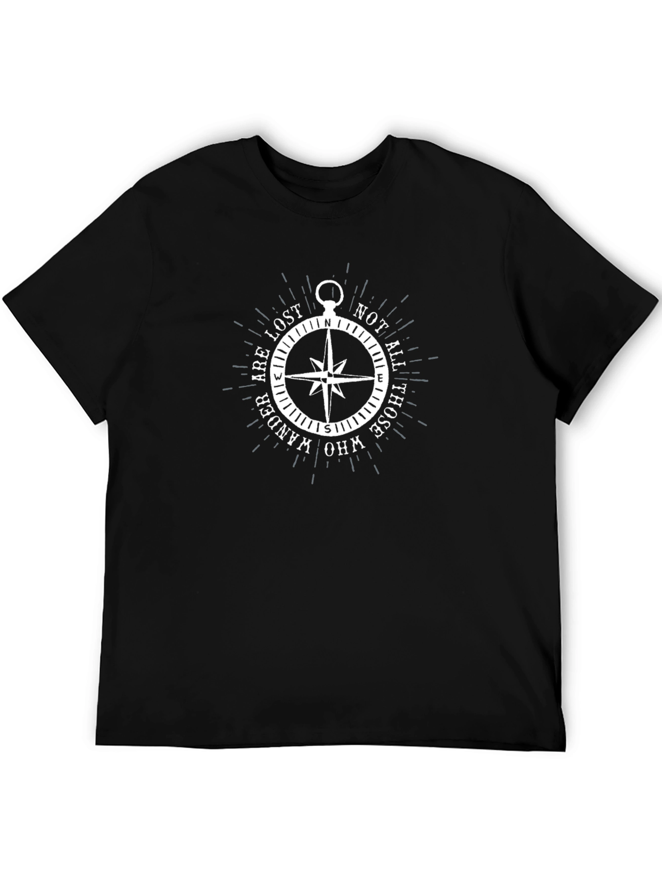 Black Lost Compass Graphic Tee - Wanderlust Shirt view 5
