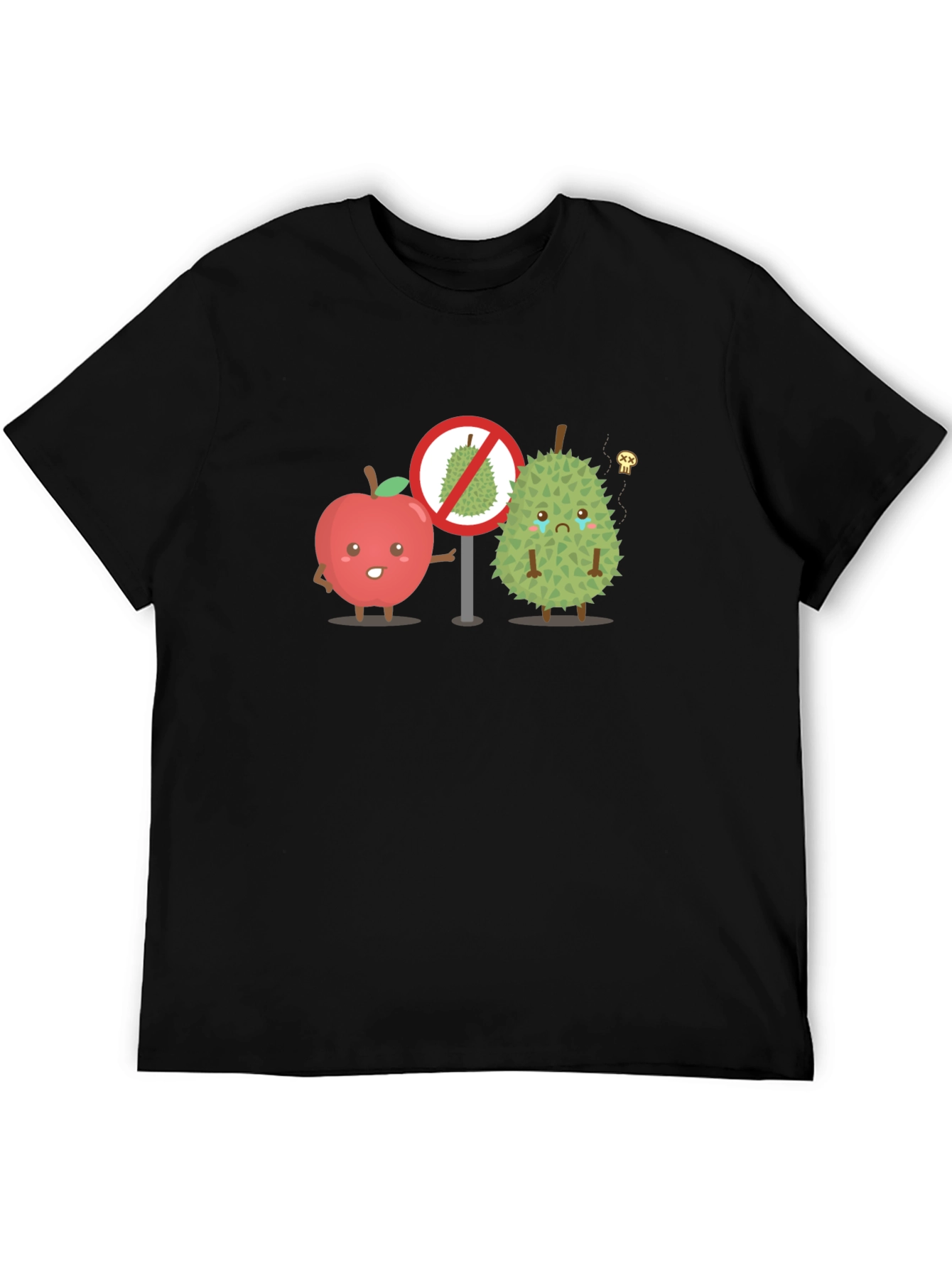 Black Funny Apple & Durian Graphic T-Shirt view 5