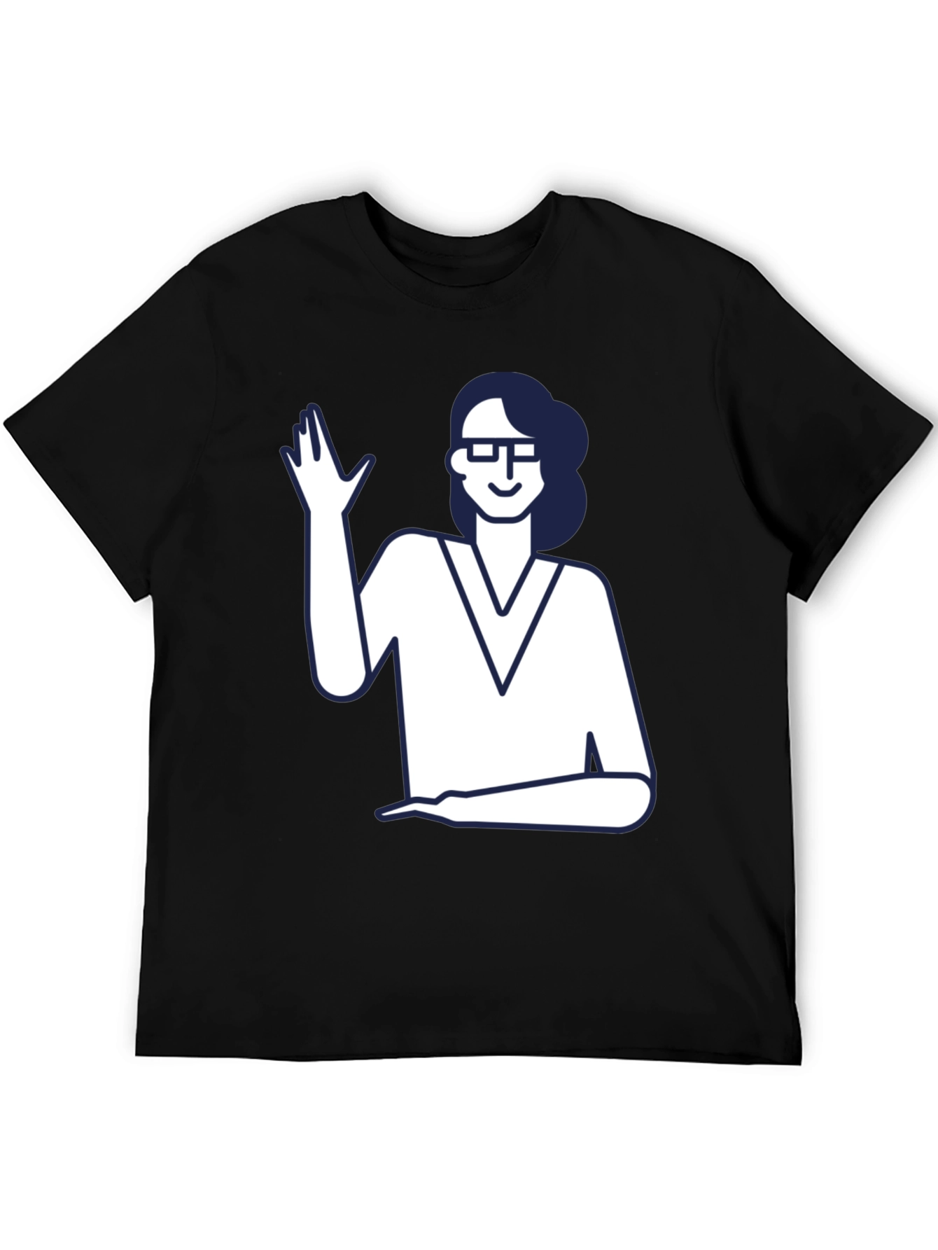 Black Nerdy Waving Woman Graphic Tee view 5