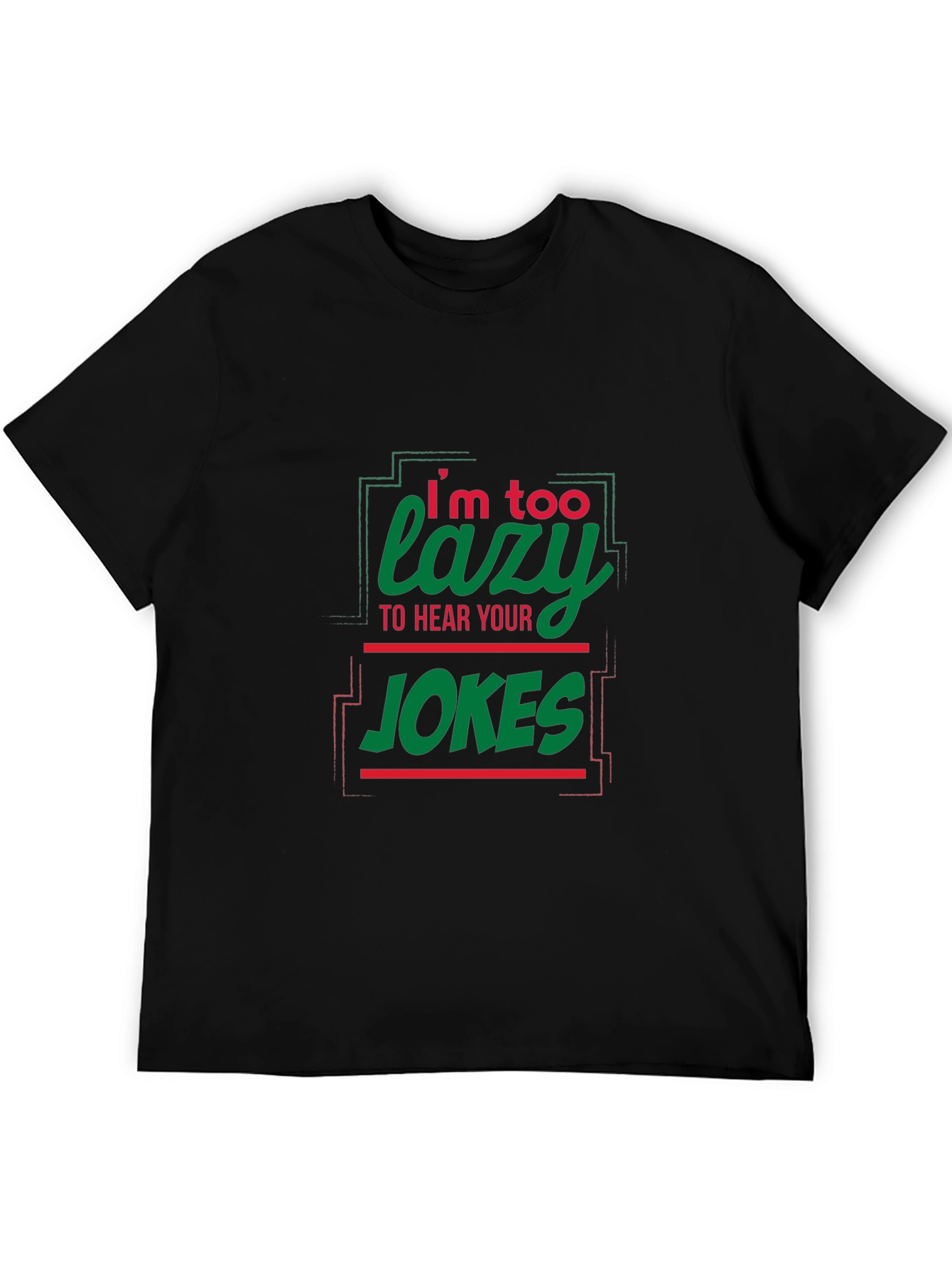 Black Lazy Jokes Graphic Tee - Black view 5