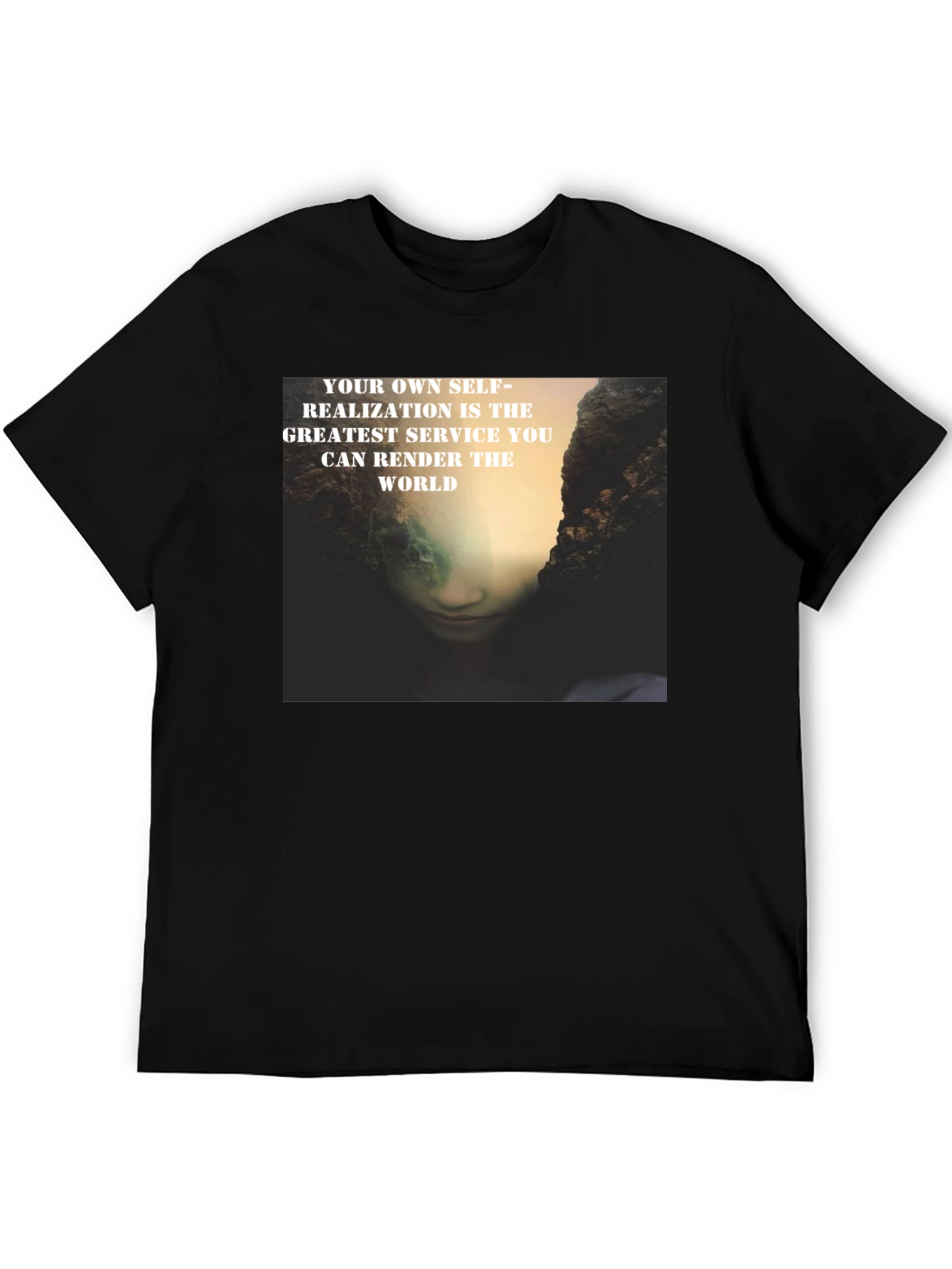 Black Self-Realization Graphic Print T-Shirt view 5
