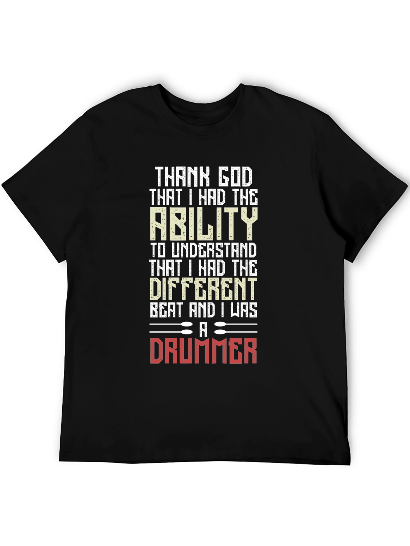 Black Thank God Drummer T-Shirt view 5