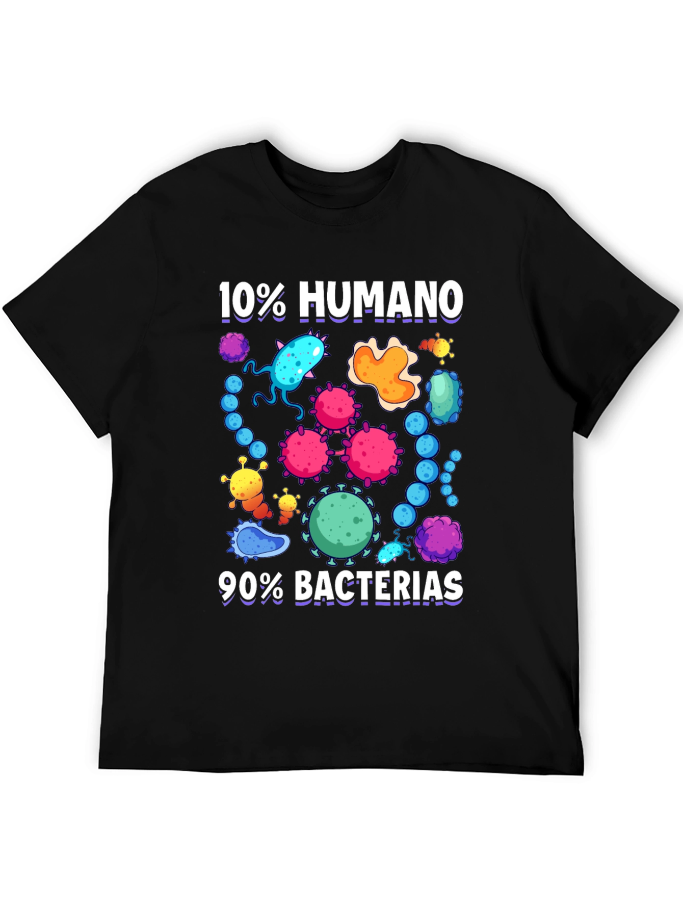 Black Funny 10% Humano 90% Bacterias Graphic T-Shirt view 5