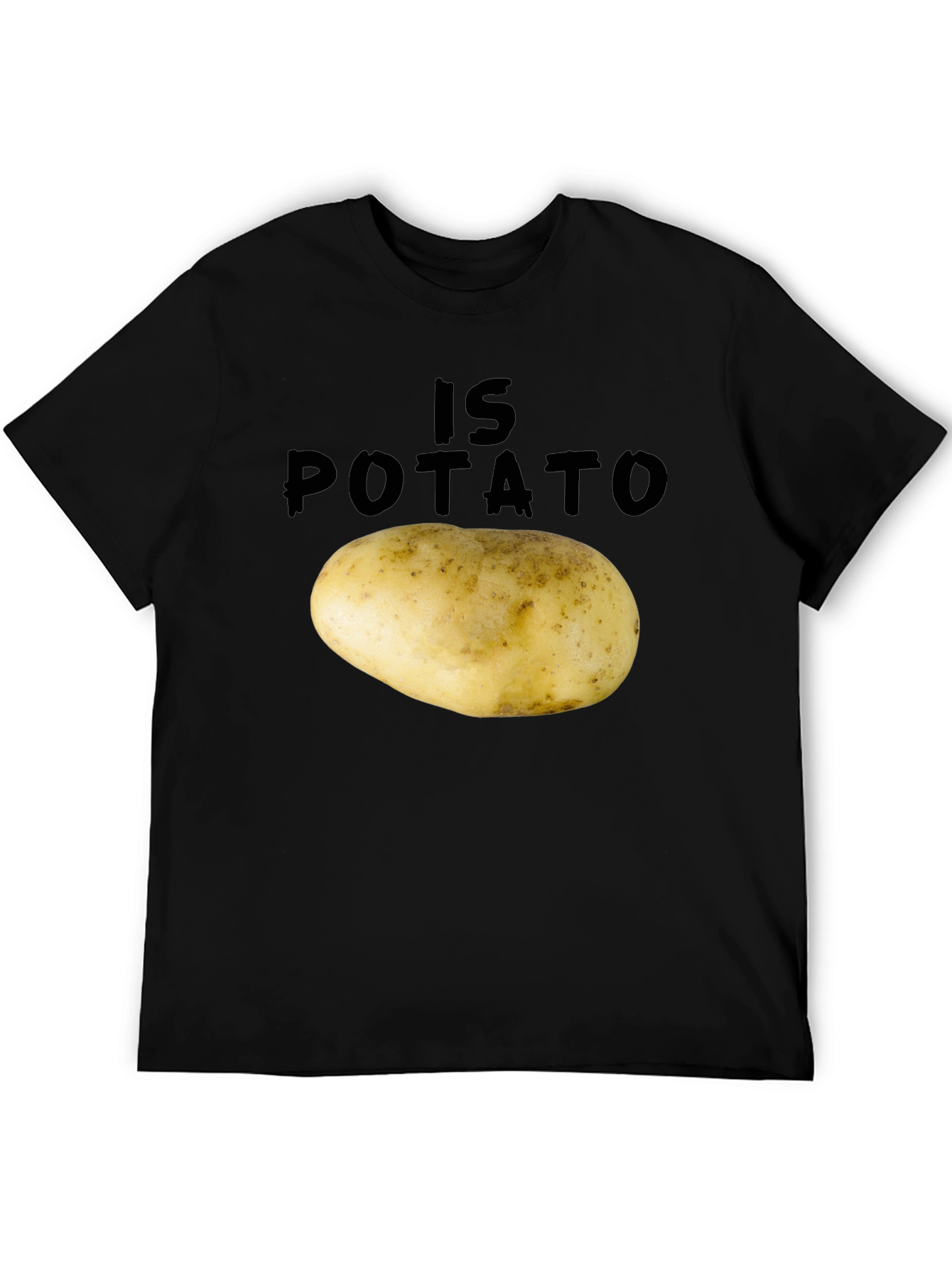 Black Funny "Is Potato" Graphic Tee - Black view 5