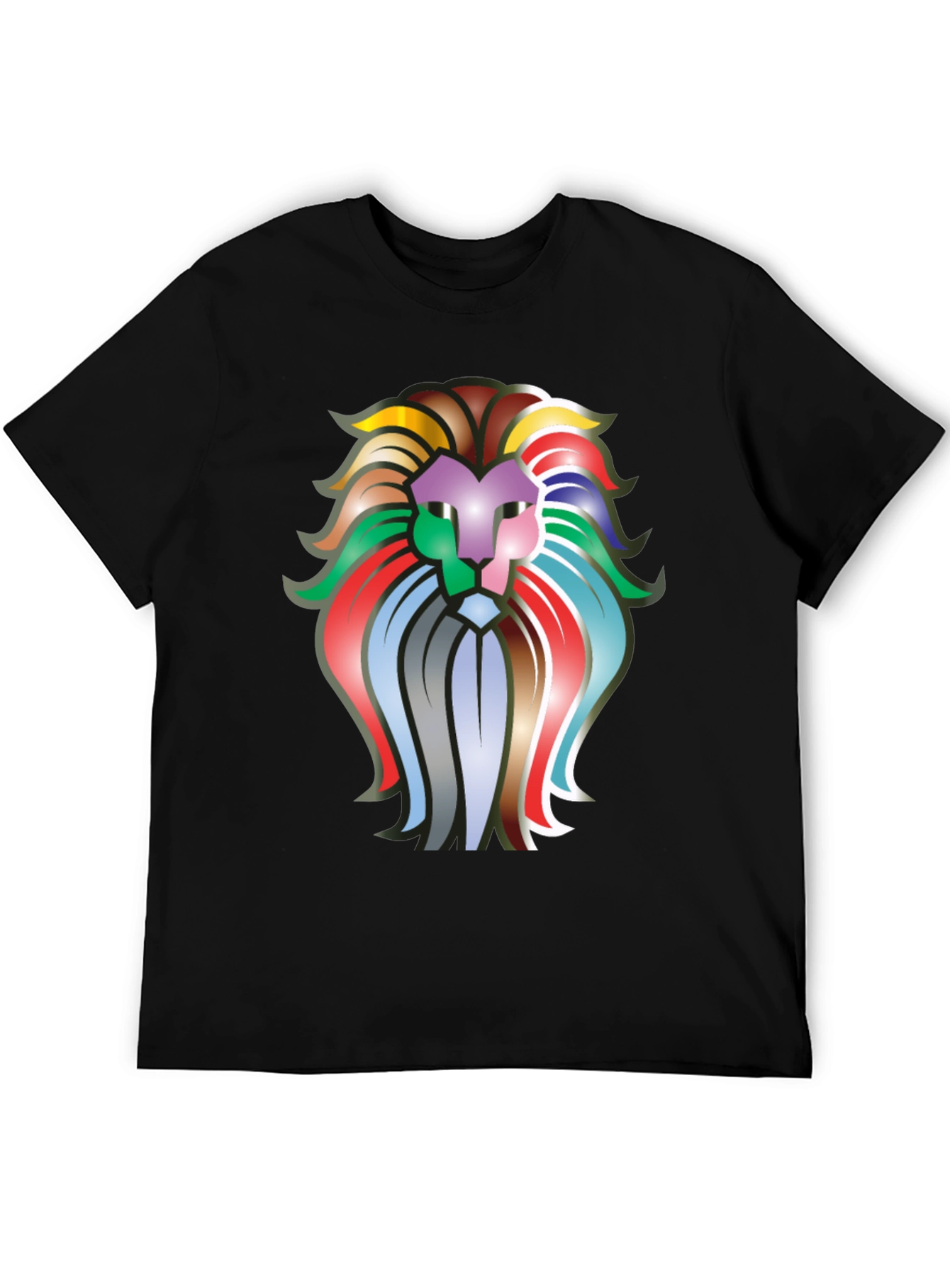 Black Colorful Lion Graphic T-Shirt - Bold Statement Tee view 5