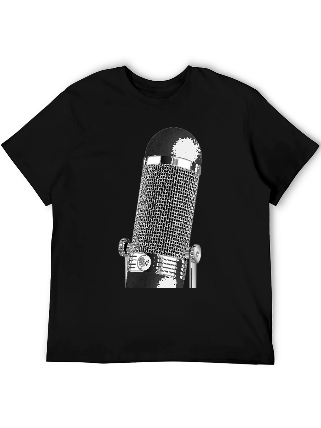 Black Vintage Microphone Graphic T-Shirt - Black view 5
