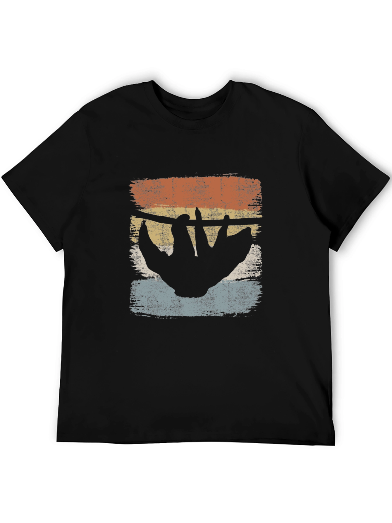 Black Retro Sloth Hangin' Around T-Shirt view 5