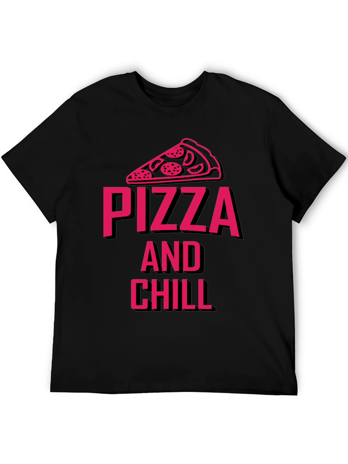 Black Pizza and Chill Graphic Tee - Unisex view 5