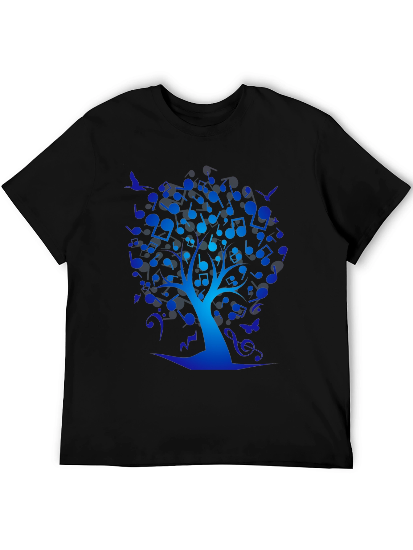 Black Musical Tree Graphic Tee - Black Cotton T-Shirt view 5