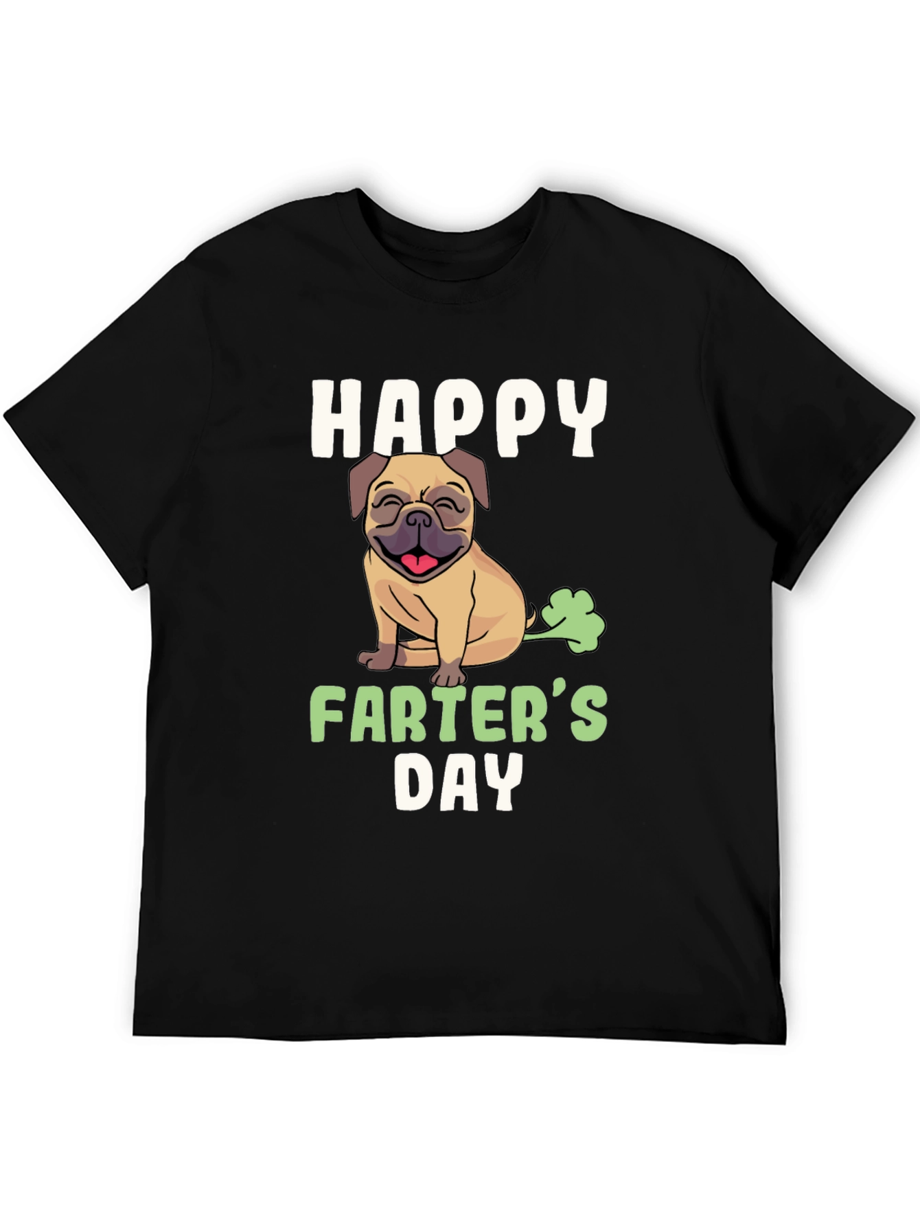 Black Happy Farter's Day Pug T-Shirt view 5
