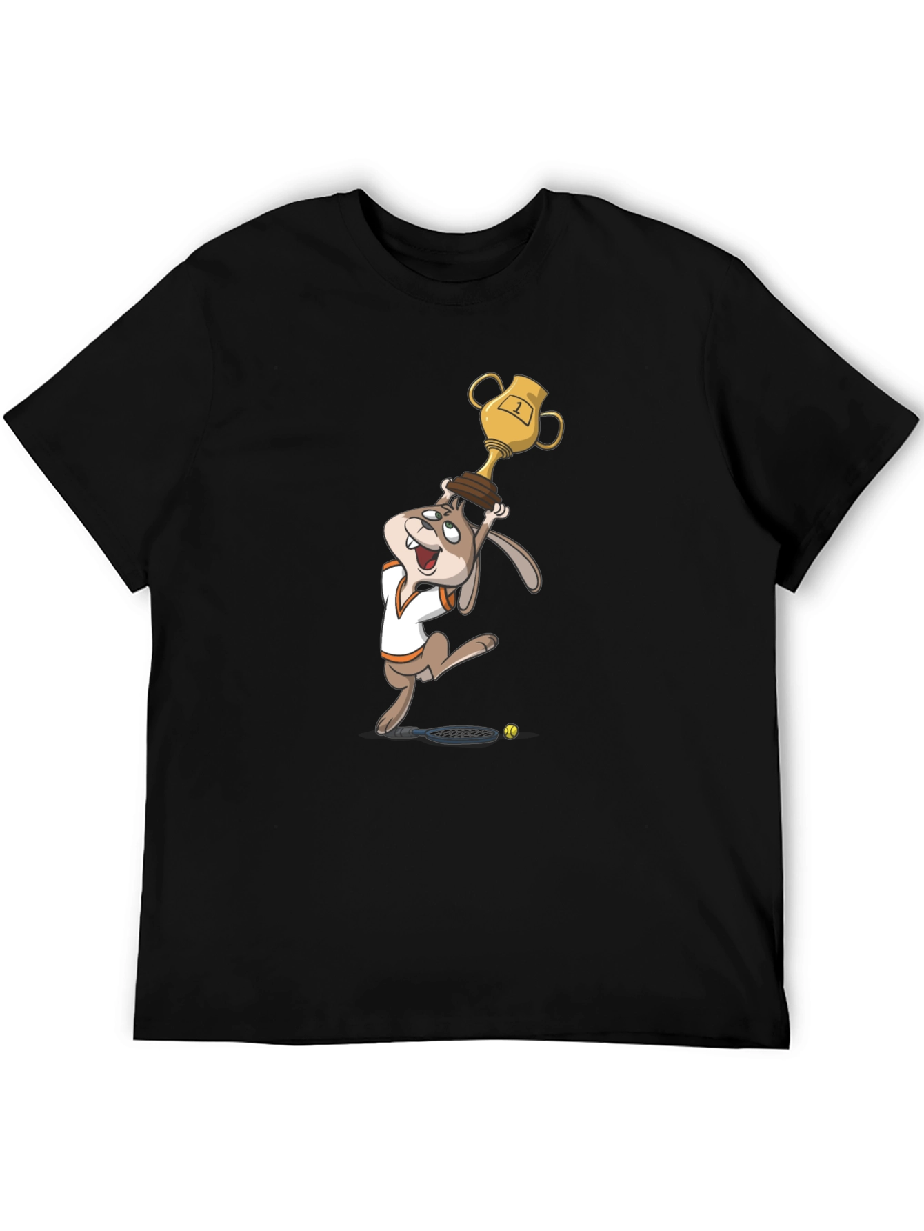 Black Cartoon Rabbit Tennis Champ Graphic Tee view 5