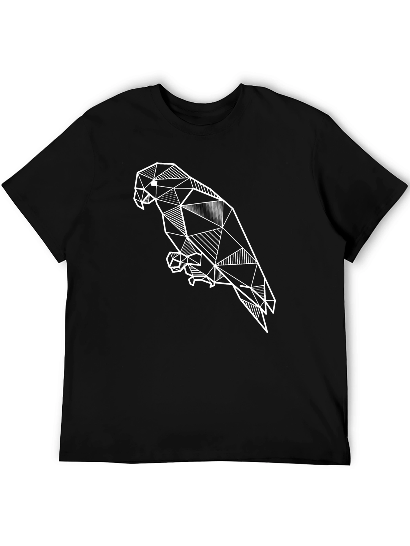 Black Geometric Parrot T-Shirt - Modern Line Art Design view 5