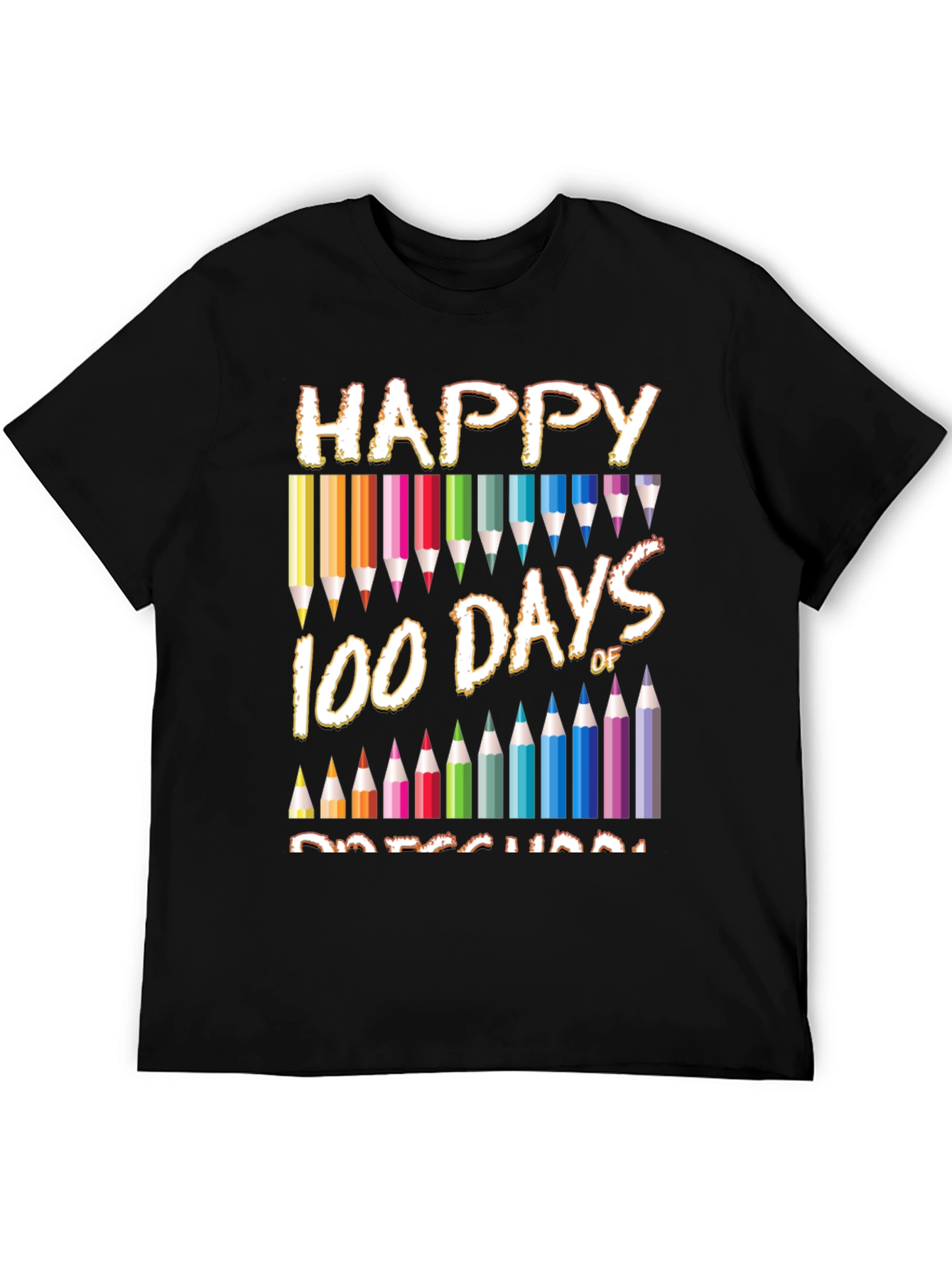 Black Happy 100 Days of Preschool T-Shirt view 5