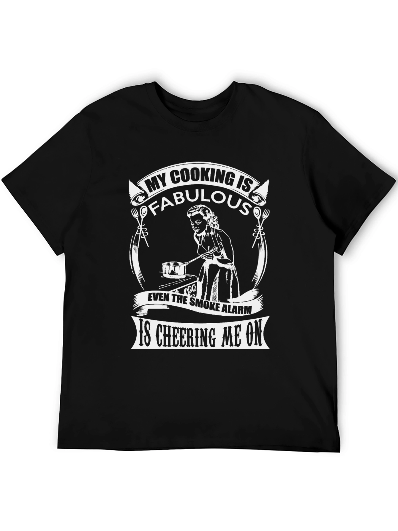 Black Funny Cooking T-Shirt - My Cooking is Fabulous view 5