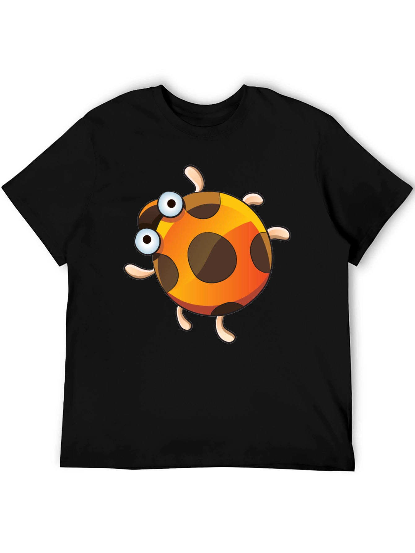 Black Cartoon Ladybug Graphic Tee - Fun & Unique Design view 5