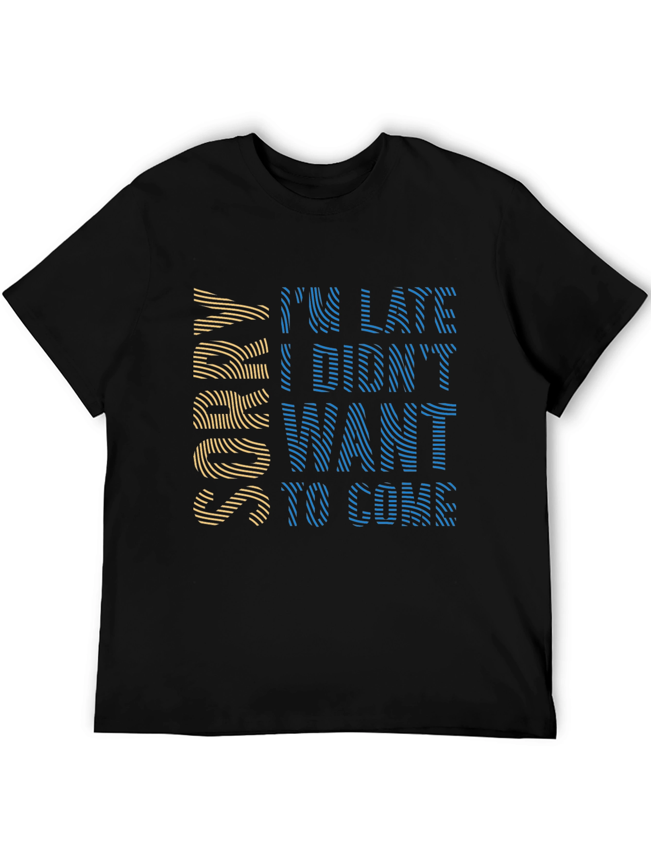Black Funny I'm Late Graphic Tee - Soft Black Cotton T-Shirt view 5