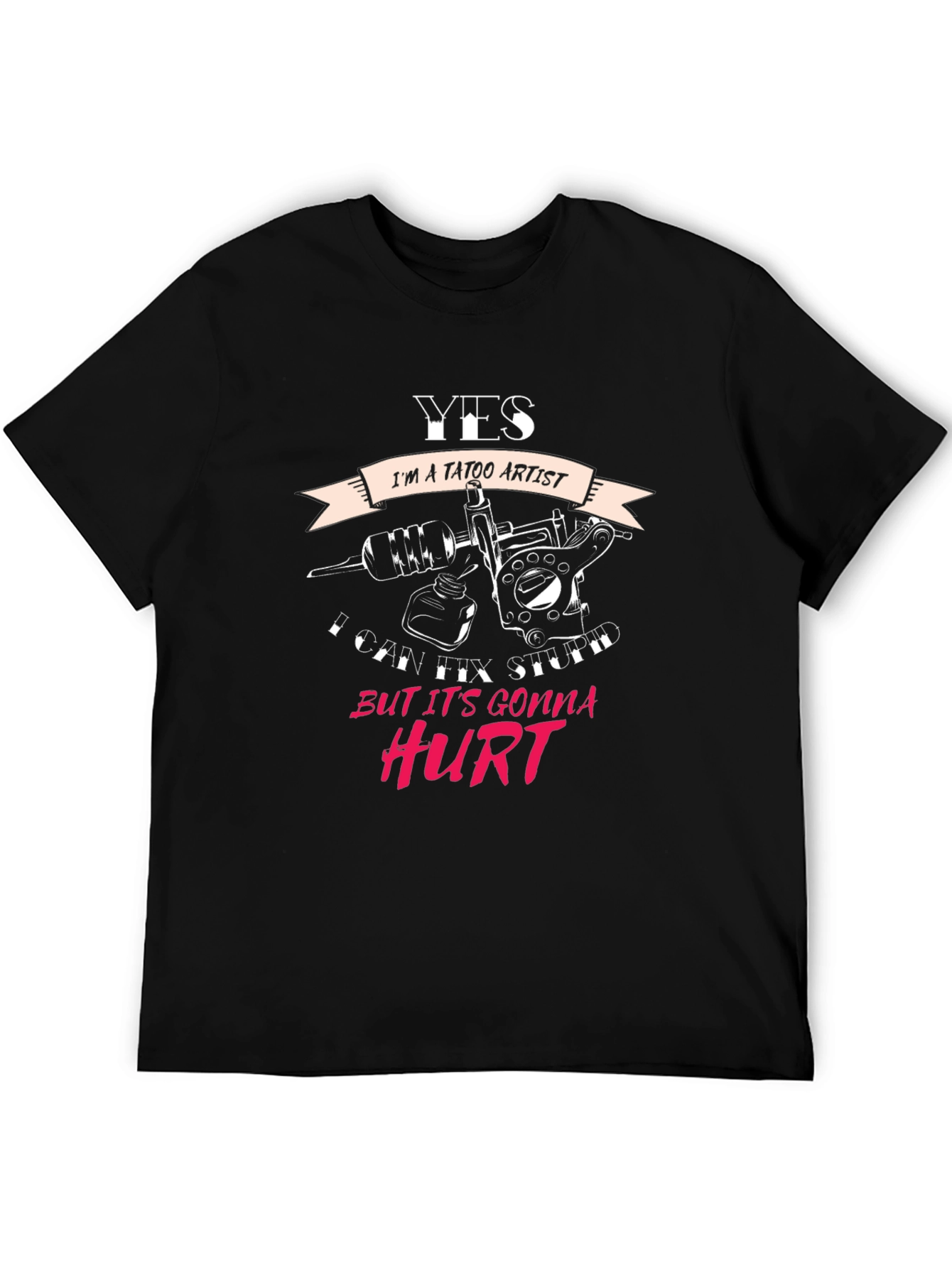 Black Tattoo Artist Humor T-Shirt - Yes I Can Fix Stupidity view 5