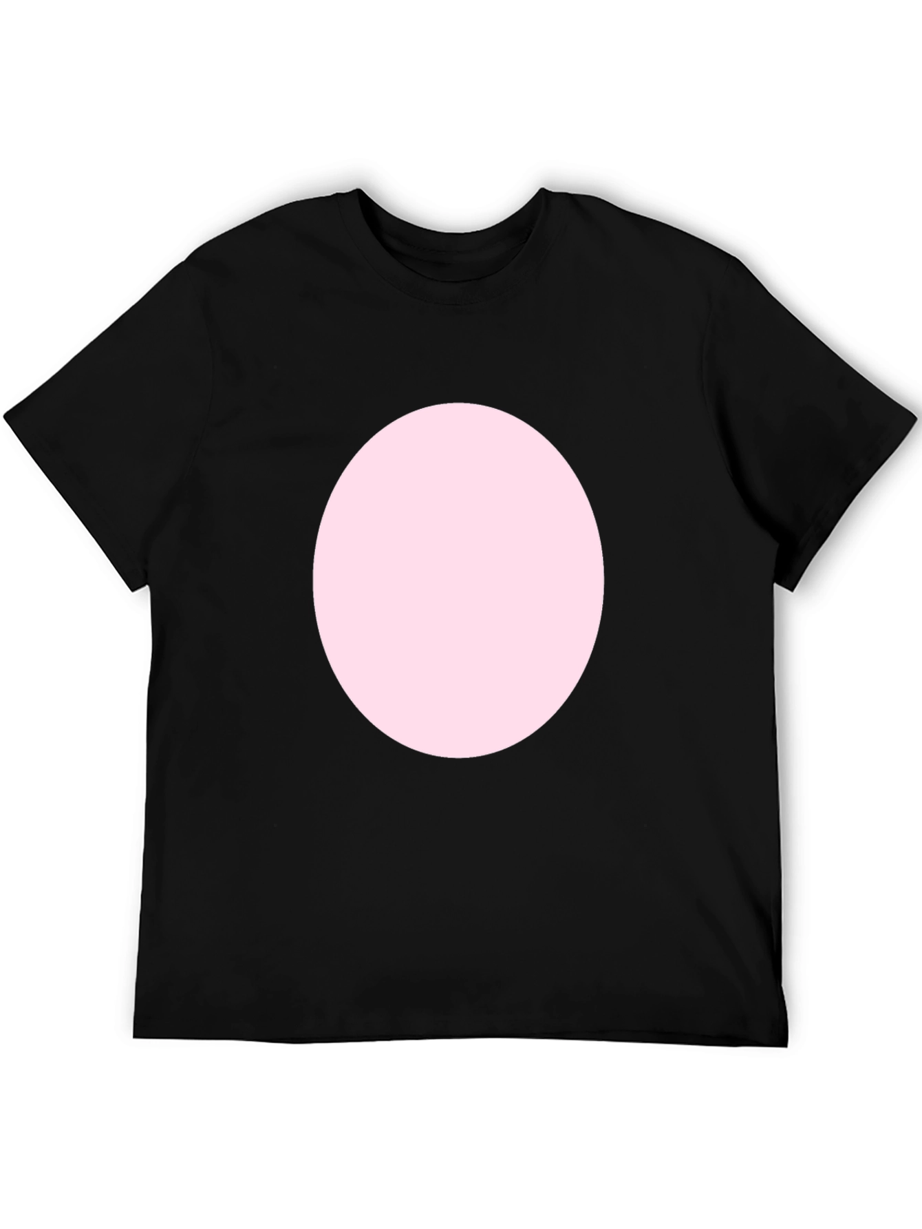 Black Black Crew Neck T-Shirt with Pink Circle view 5