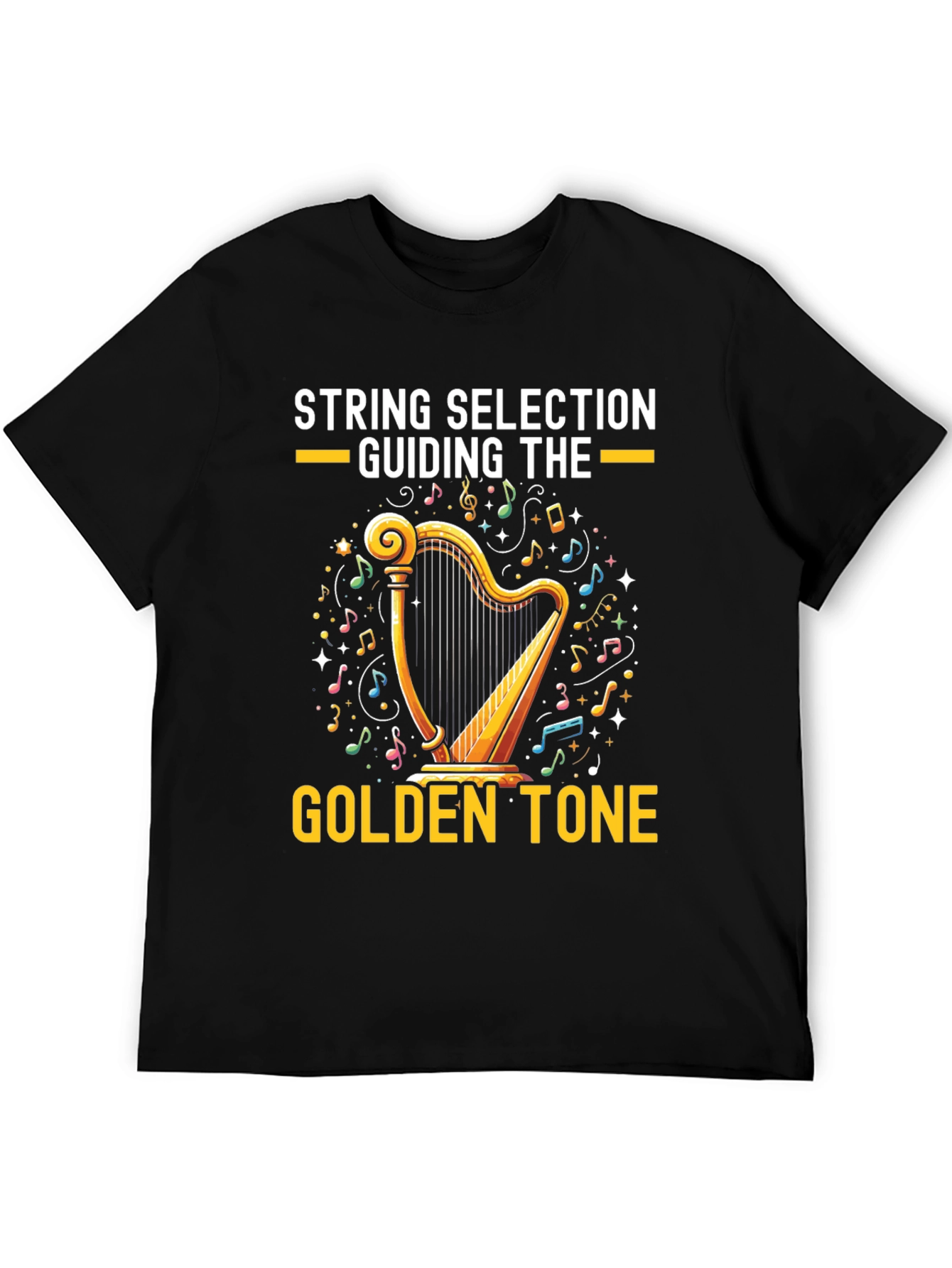 Black Golden Tone Harp Graphic Tee view 5
