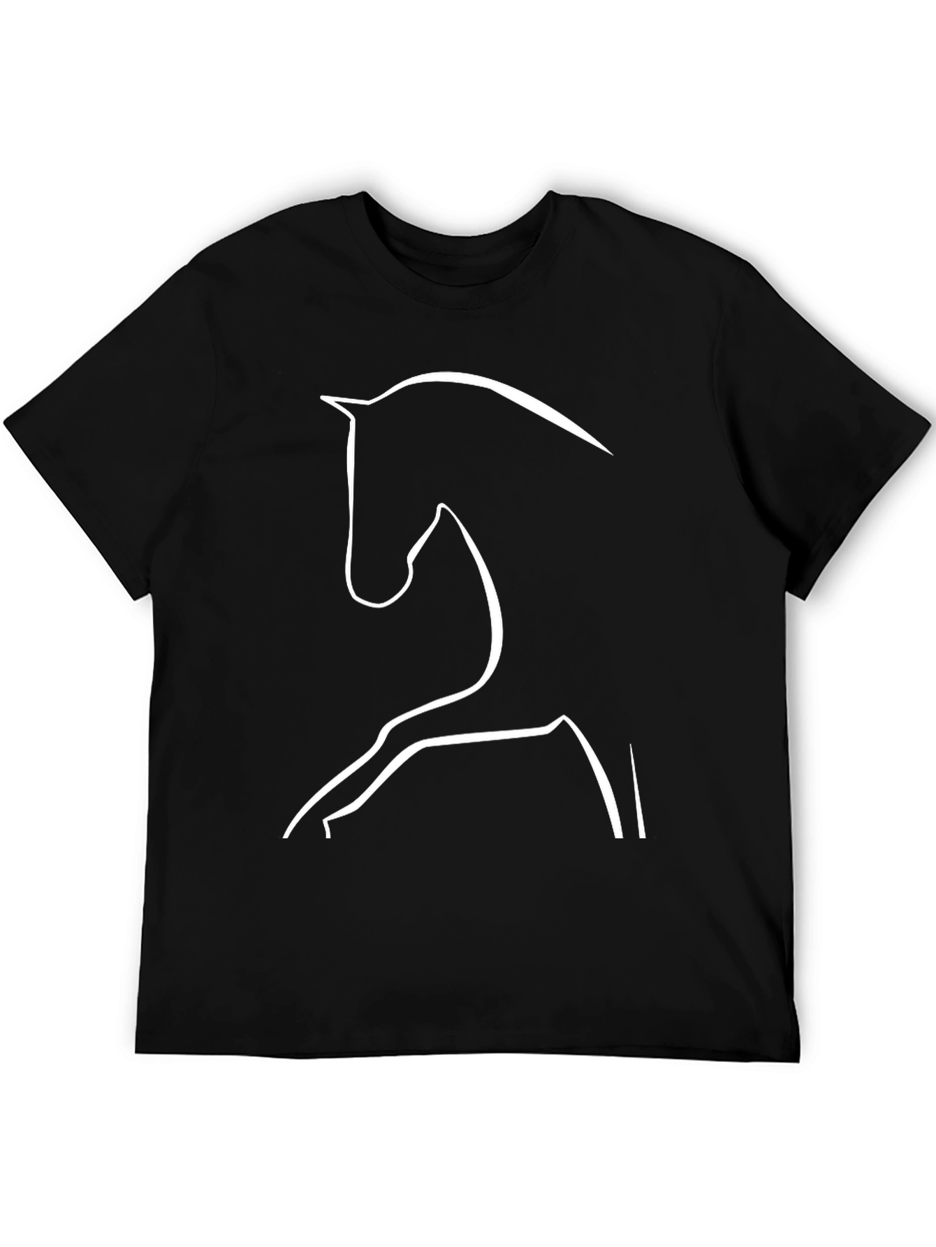 Black Modern Horse Line Art Black T-Shirt view 5