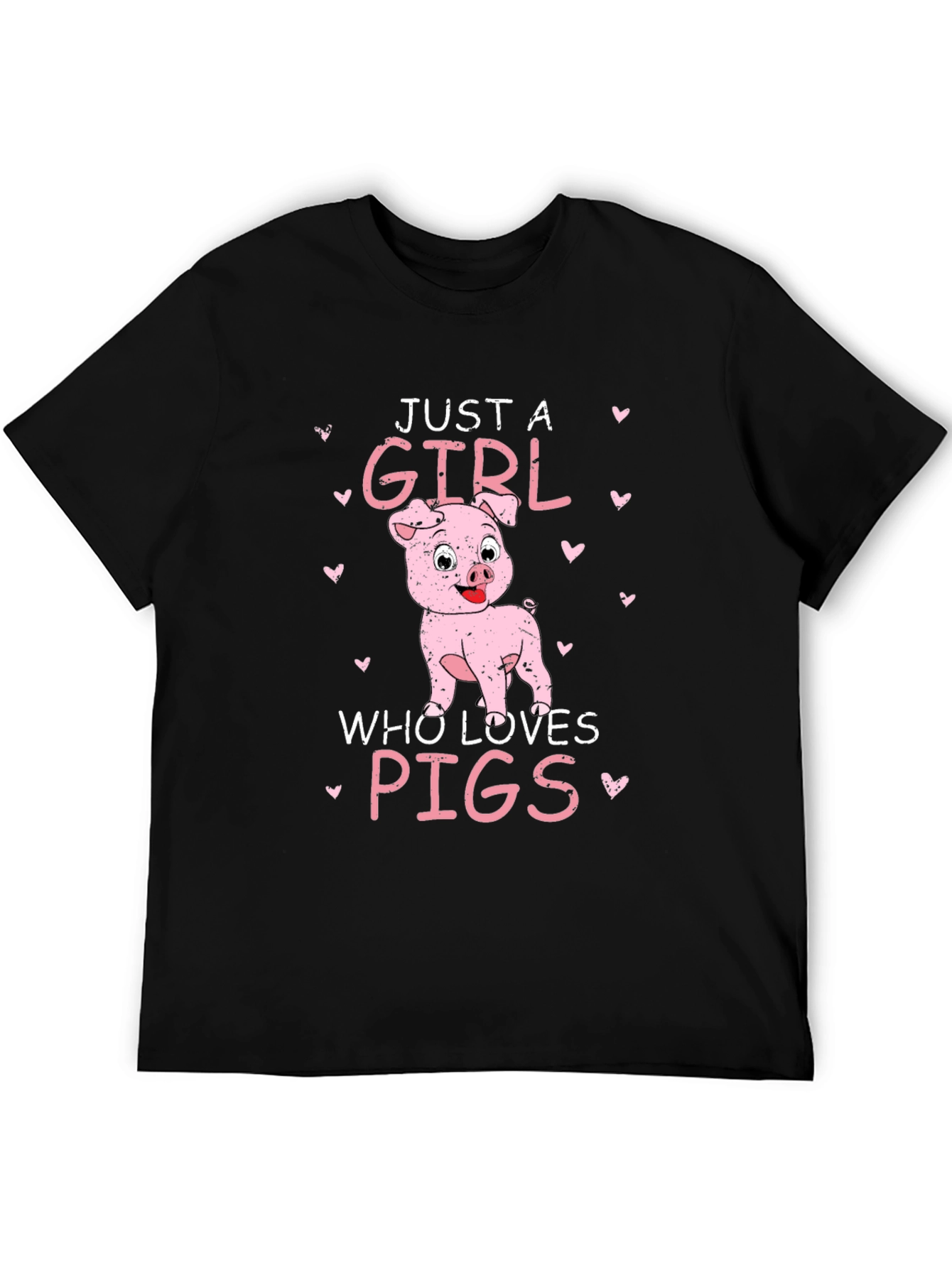 Black Just A Girl Who Loves Pigs T-Shirt view 5